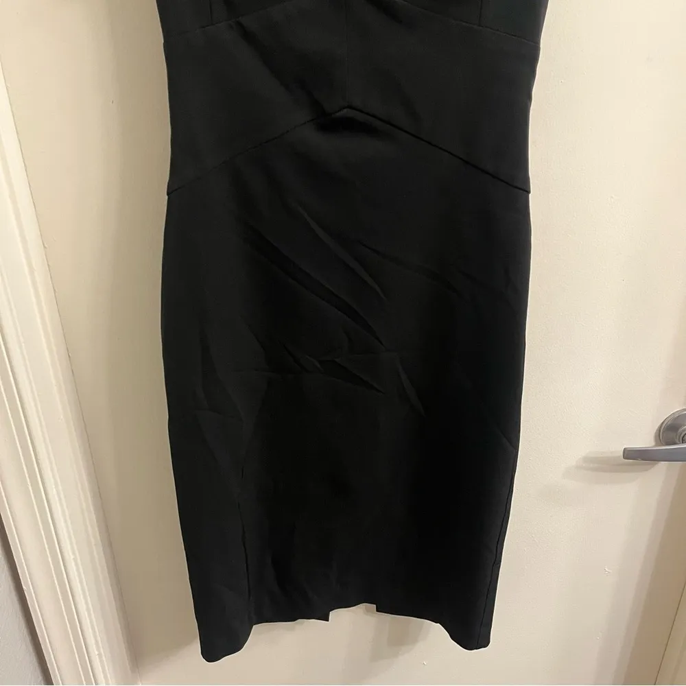 Black Halo Eva Ruffle Plunge Black Sheath Dress Size 4 - Image 6