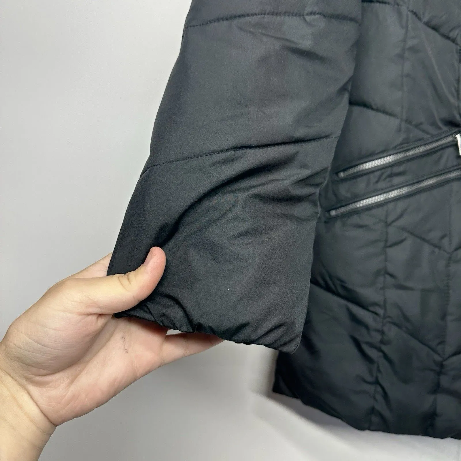 Larry Levine Women's Puffer Coat Jacket Black Size XS Zip Pockets - Image 3