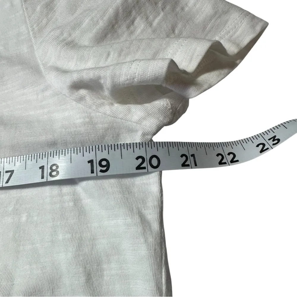 Talbots White Short Sleeve V Neck Crochet Collar Shirt Top Blouse Cotton tee - Image 6