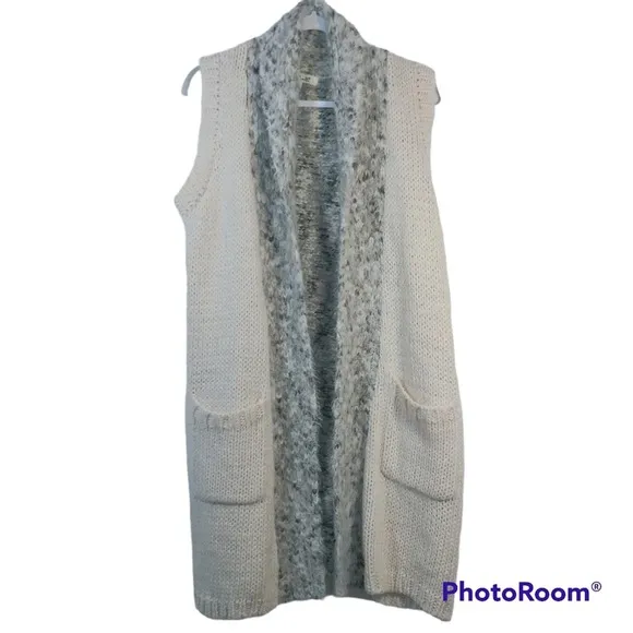 Simply Noelle Long Line Sleeveless Knit Sweater Cardigan Size S/M - Image 2