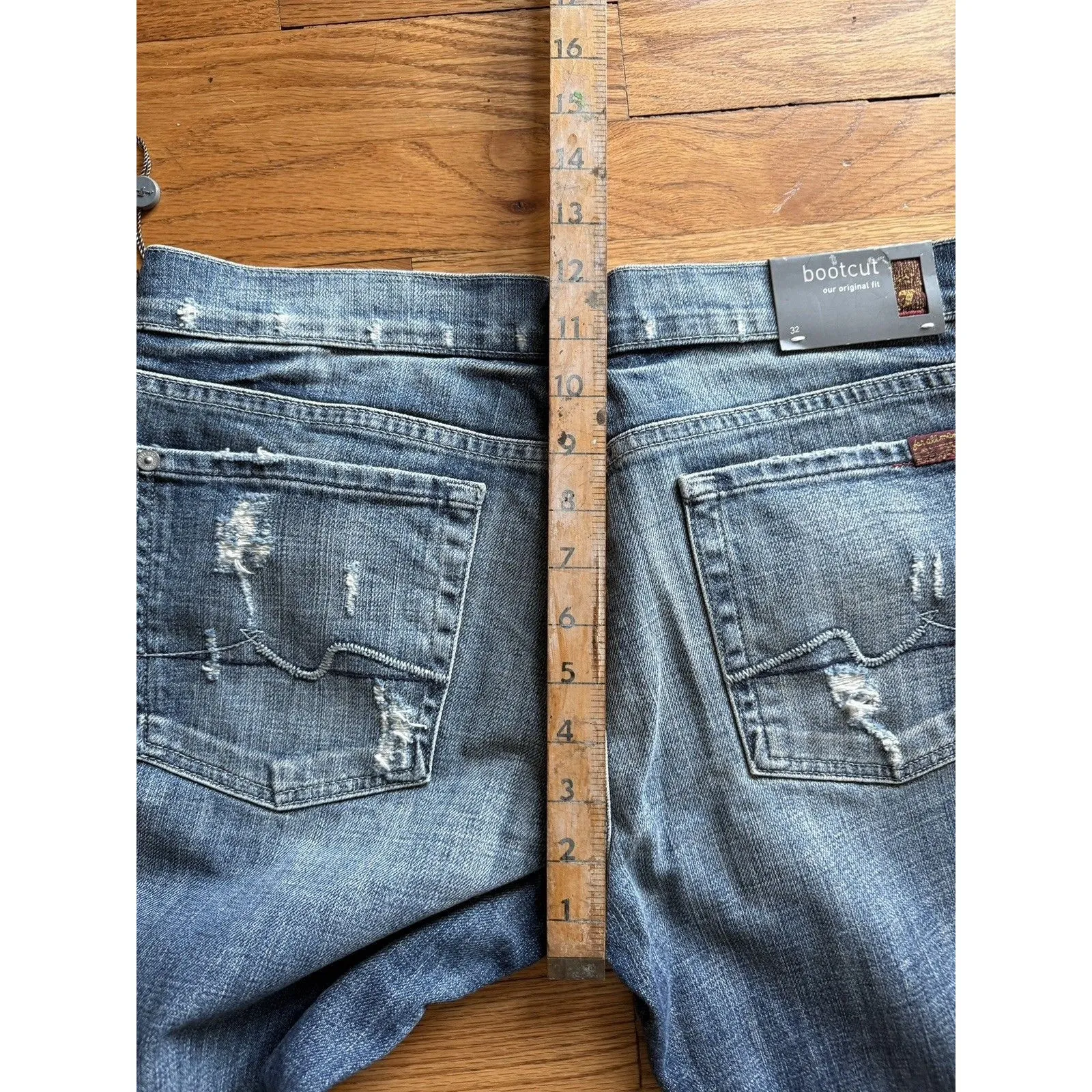 7 Seven For All Mankind Jeans Women 32 Bootcut Blue Western USA Made Y2K NEW - Image 9