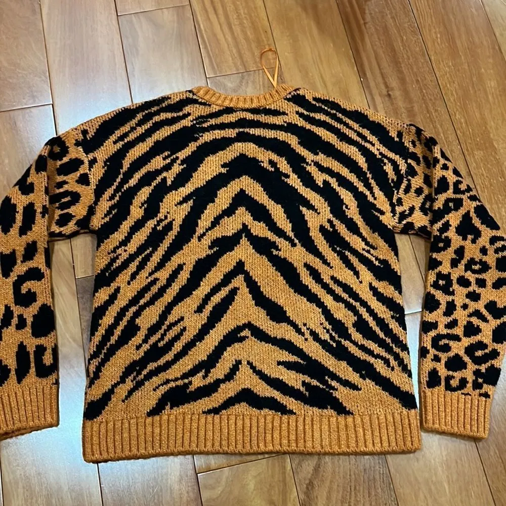 Freshman 1996 vintage 90s Style V Neck Chunky Oversized Relaxed Fit Sweater sz L Orange Size L - Image 5