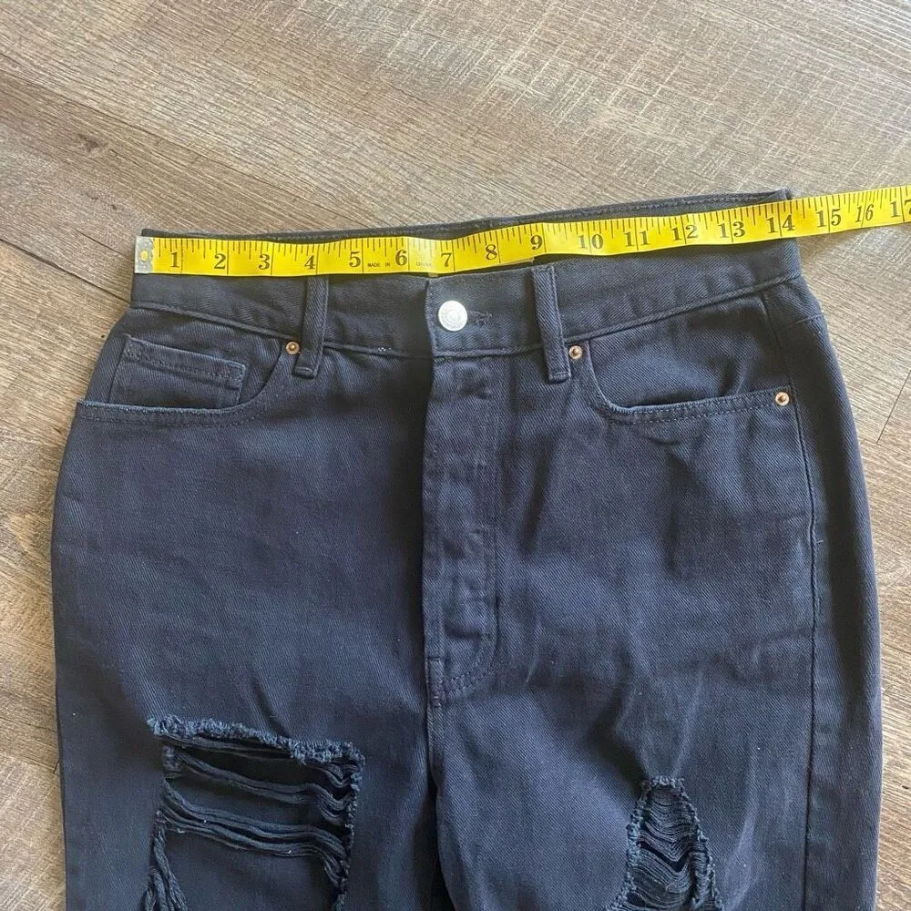 Ultra High Rise Jeans Destroyed Black Slim Button Fly - Image 10