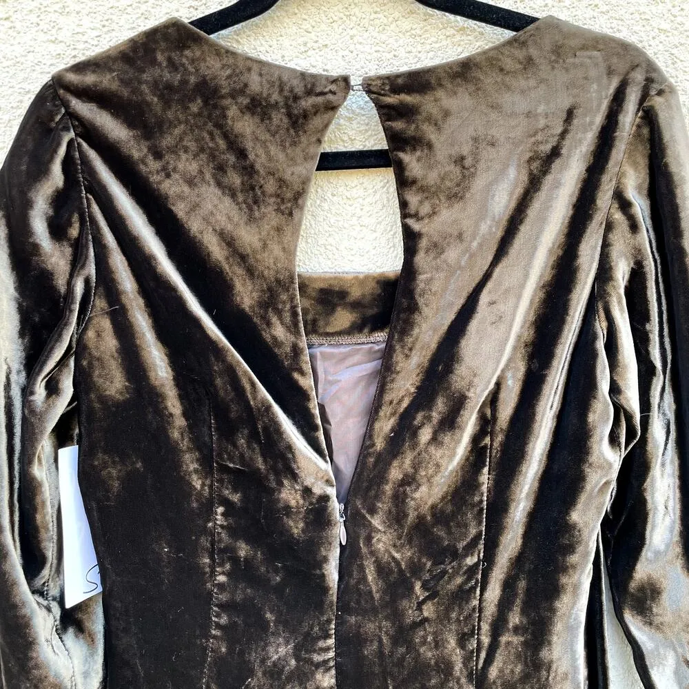 NEW Siri Brown Velvet Gown Maxi Long Sleeve Formal Medieval 6 - Image 9
