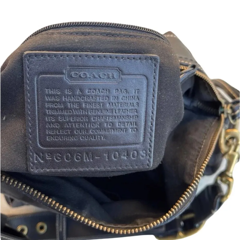 Coach #10403 purse black signature logo jacquard bronze hardware - Image 3