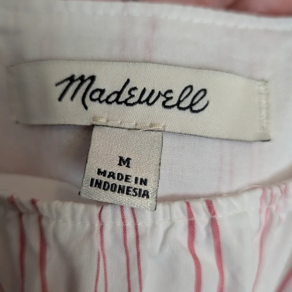 Madewell Rose & White Stripe Cold Shoulder Shift Dress Size Medium - Image 2