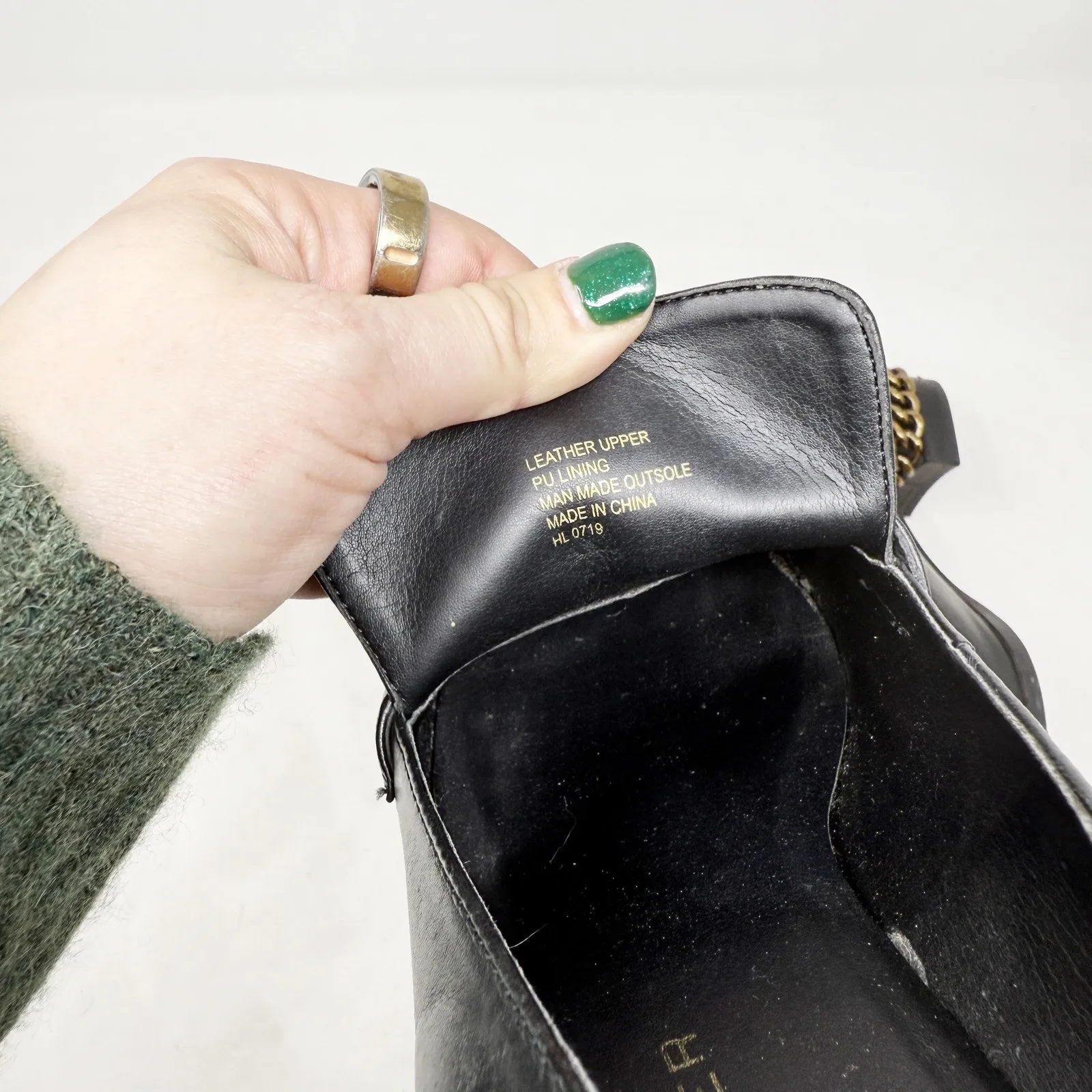 [Kurt Geiger London] Black Raquel Block Heel Leather Loafers Chain Sz 39 US 8.5 - Image 10