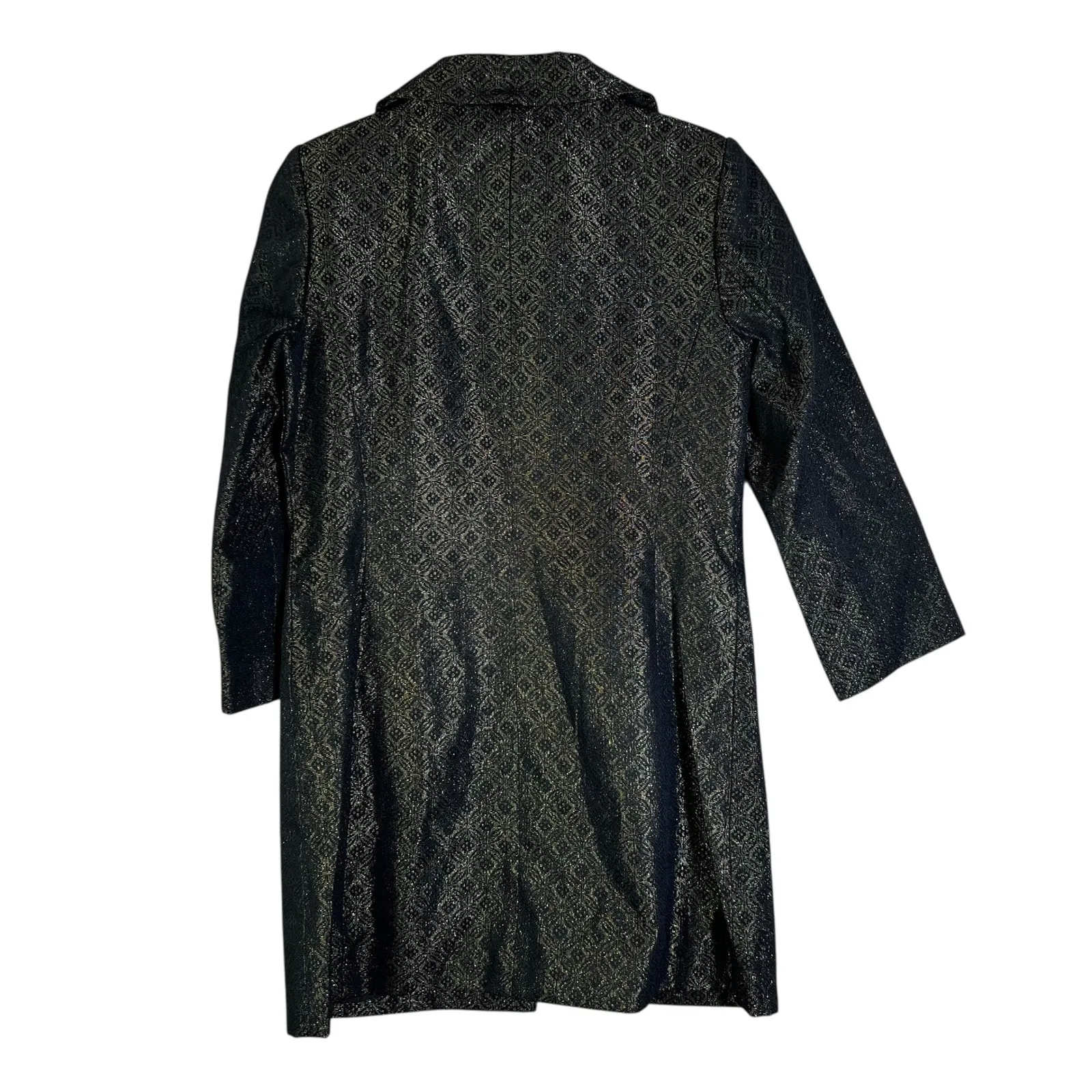 Apostrophe  Black Gold Metallic Pattern Brocade Blazer Jacket Women M - Image 4