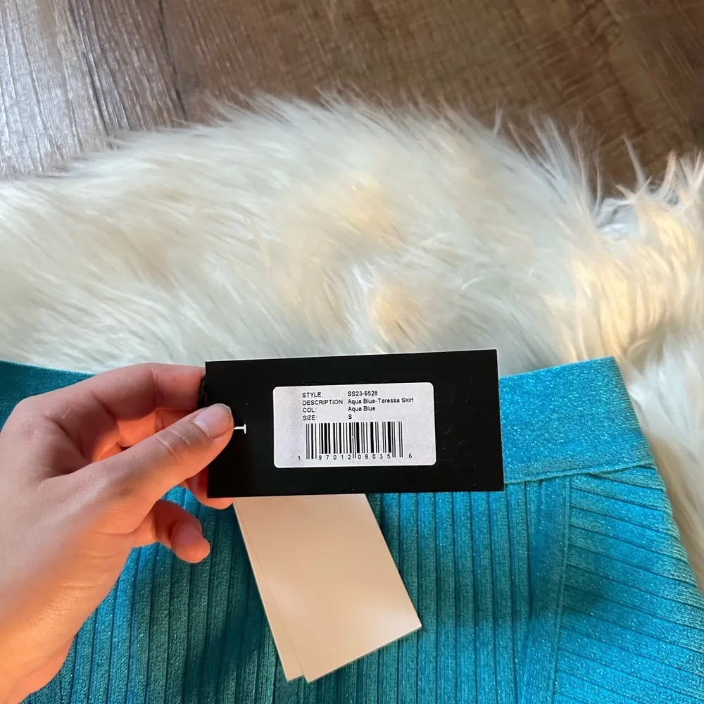 RETROFETE Taressa Bandage Knit Skirt In Aqua Blue - Image 10