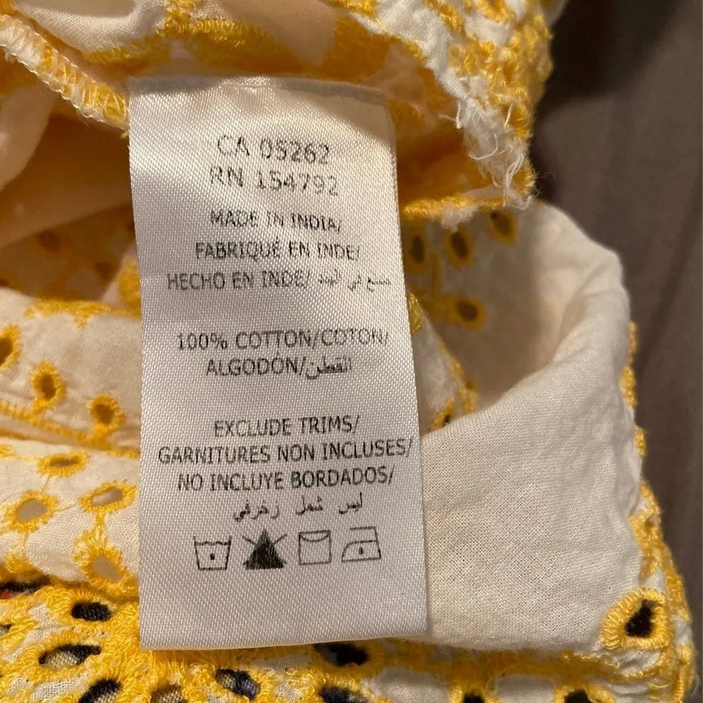 California Moon Rise Tie Front Crochet Blouse White Size M - Image 8