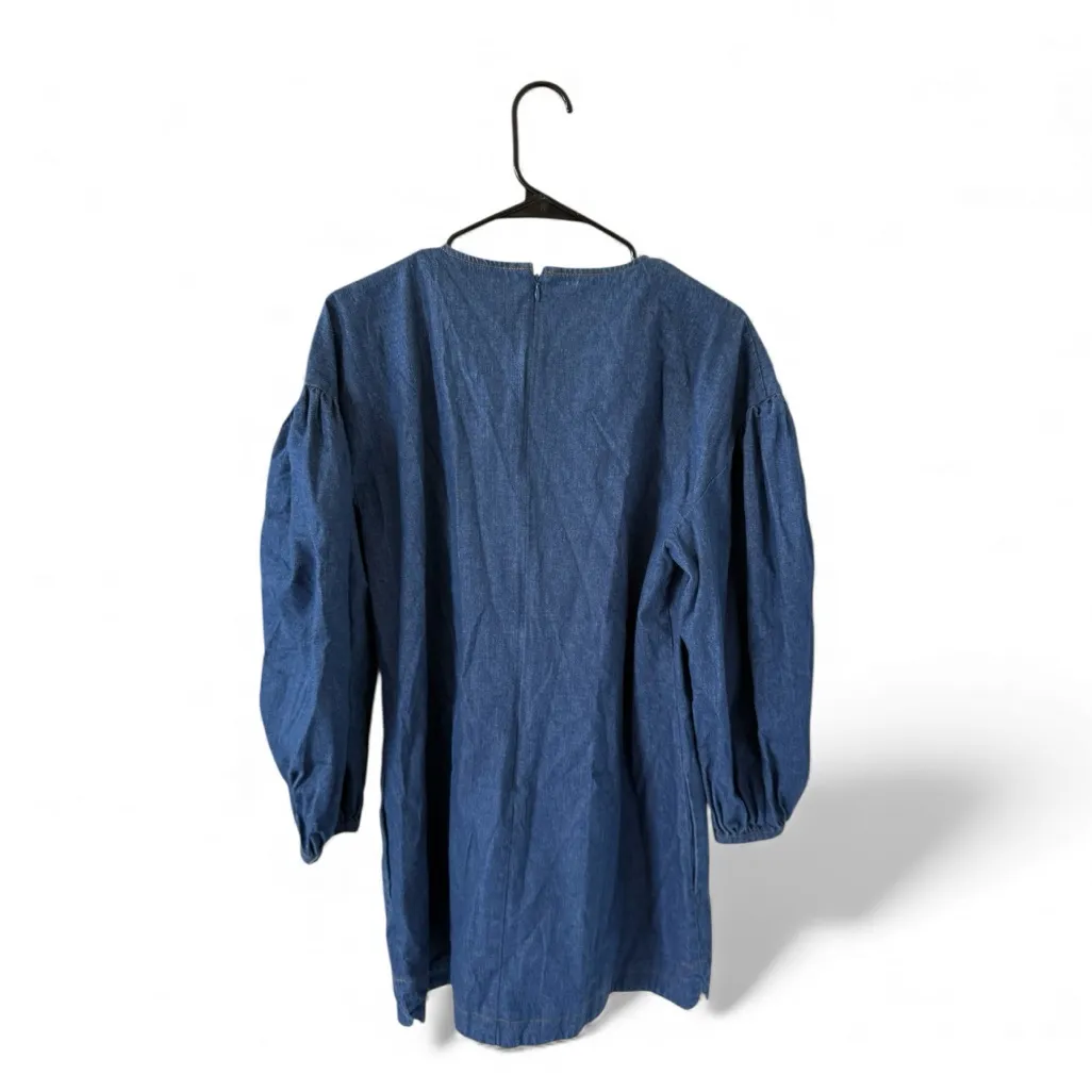 AMUR Ace Denim Shift Mini Dress Blue Size 12 - Image 4