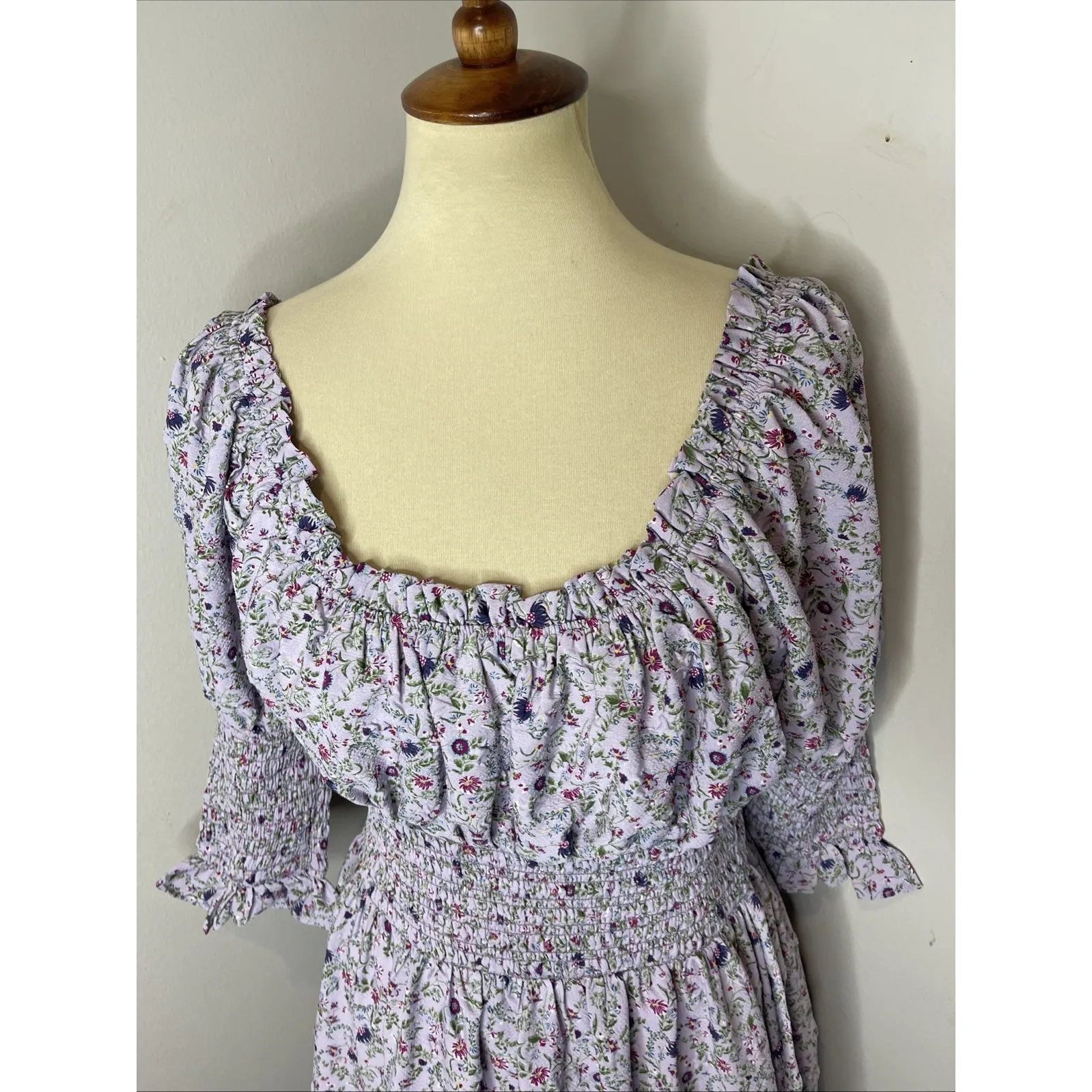 Tuckernuck Hyacinth House Lilac Ruched Neck Cali Midi‎ Dress Small S - Image 8