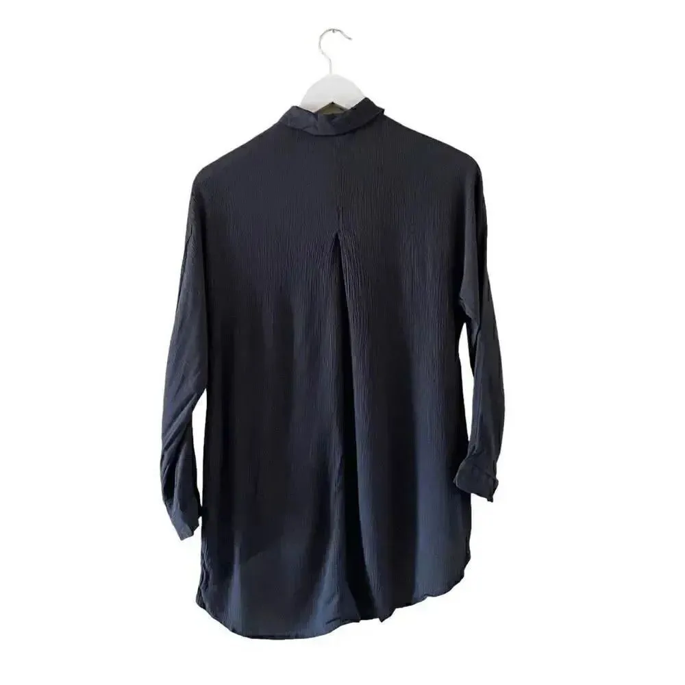 Zara Charcoal  Loose Kimono Asymmetrical Long Sleeves Boho Blouse SZ XS #1160 - Image 8