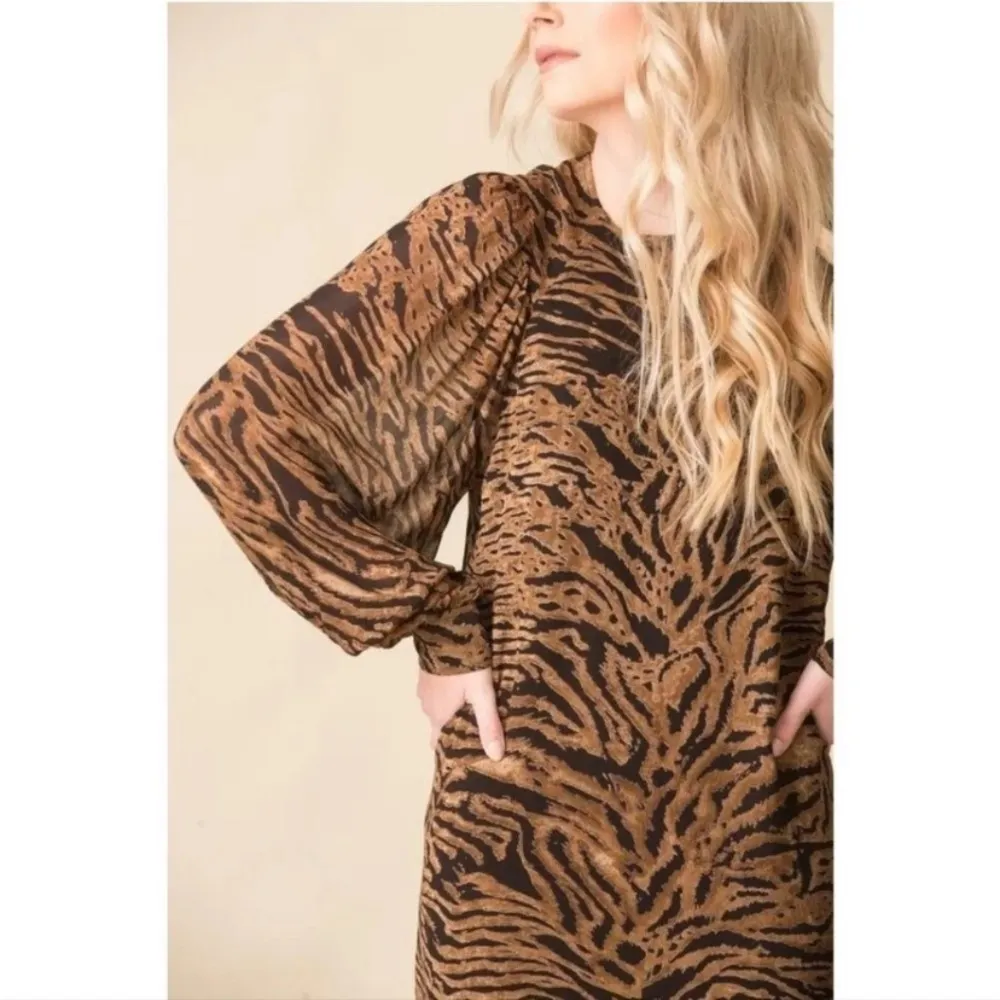 GANNI Tiger Print Dress NWT Size 34 Size US 2 Animal Print Mobwife‎ Chic Viscose - Image 3