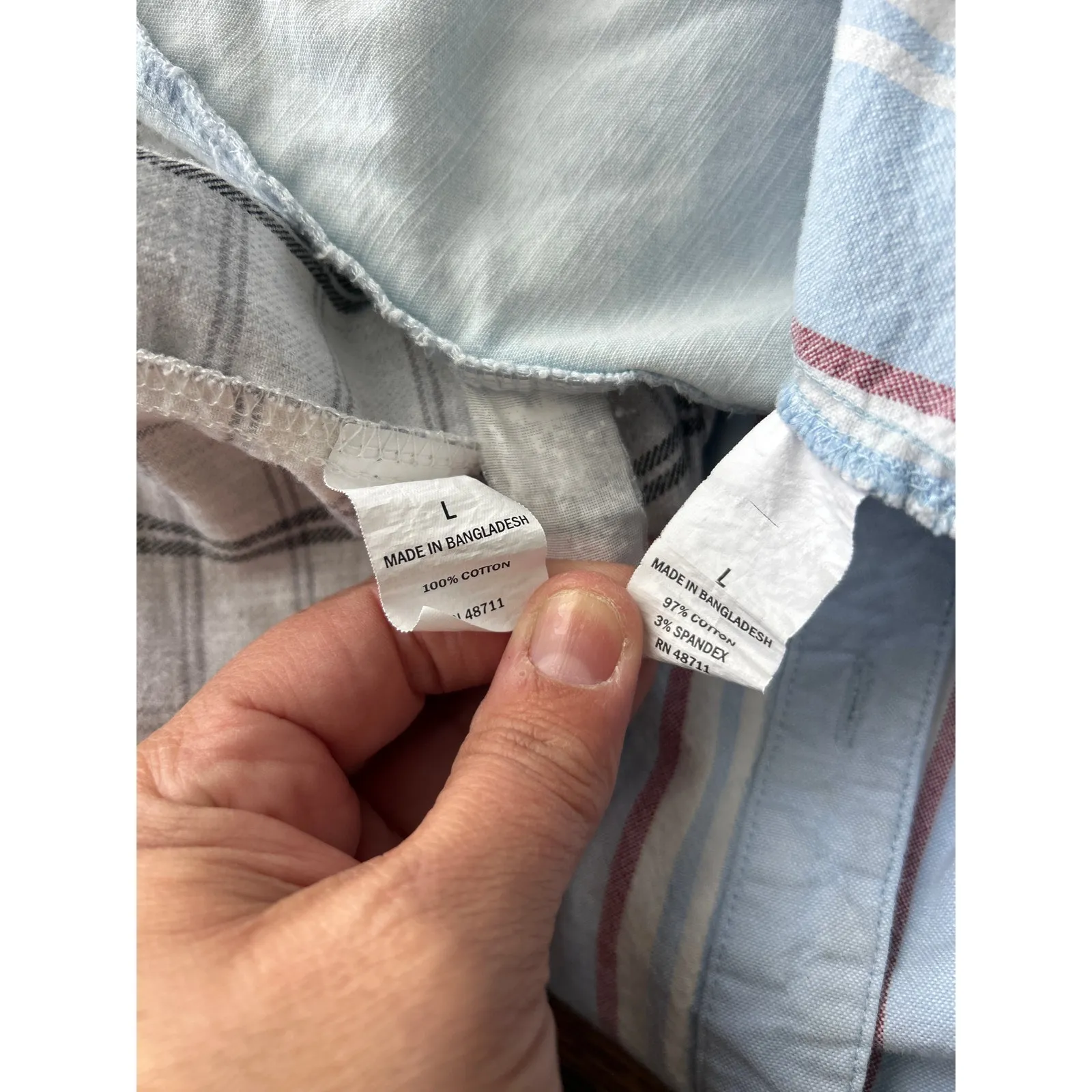 Falls Creek Button Up Large Lot of 3 Long Sleeve Blue Gray Striped Plaid Flannel - Image 10