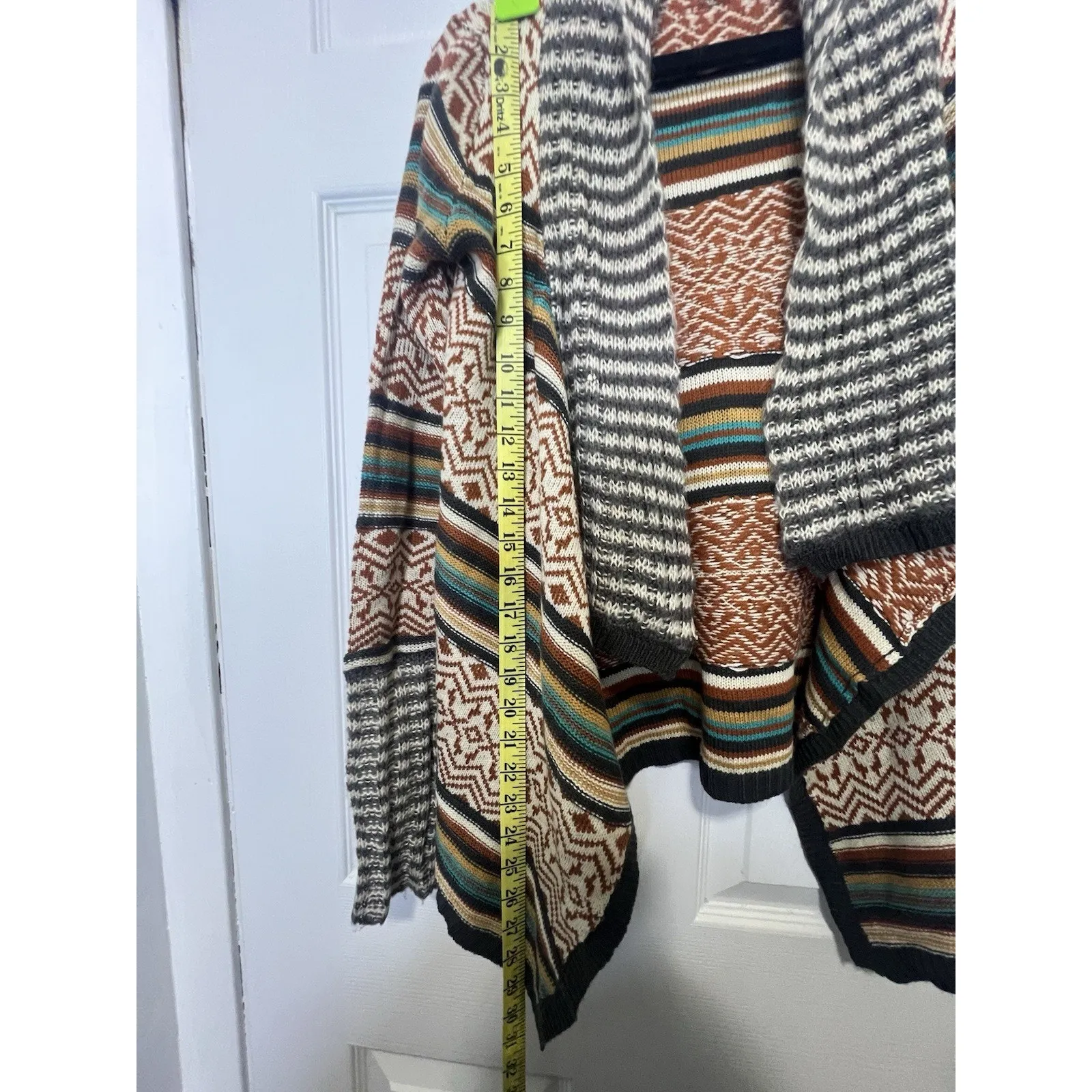 Belle Du Jour Women’s Southwestern Mixed Media Multi Color Cardigan Size XS Boho - Image 4