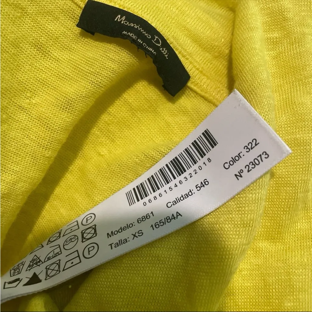 Massimo Dutti Sunny Yellow V-Neck Tee - Image 2