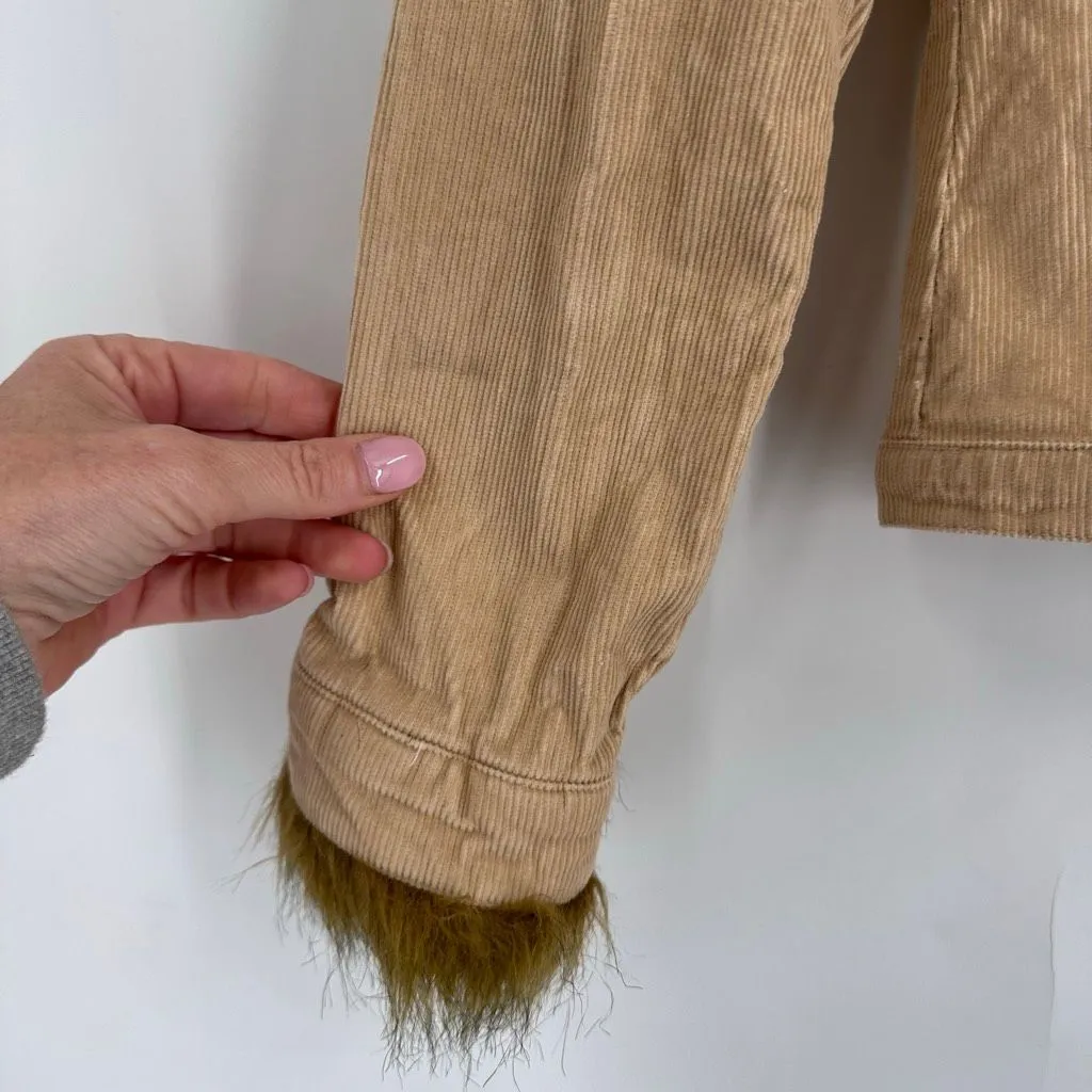 Y2K Vintage Vibe Anthropologie Tulle Brown‎ Corduroy Faux Fur Trim Jacket Size S - Image 10