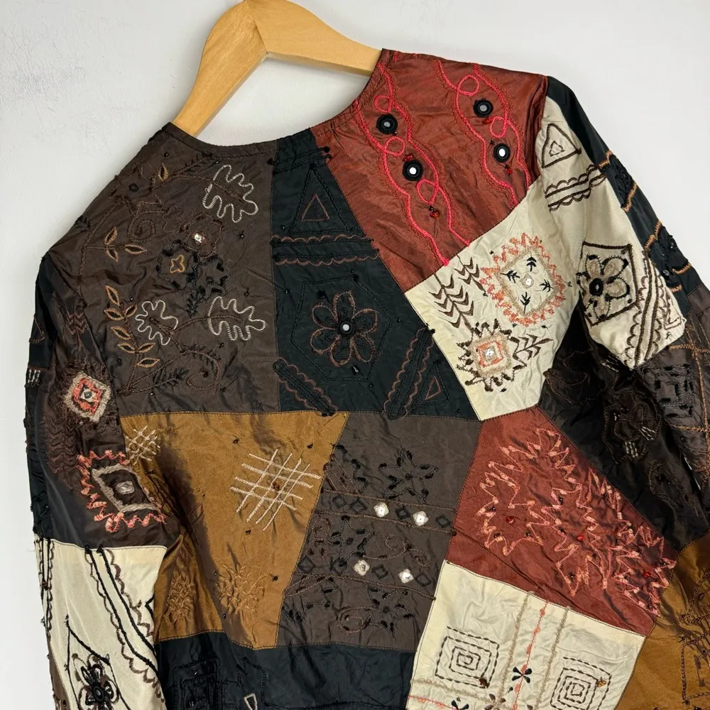 Vtg Y2K Laura Ashley Patchwork Jacket Sz Medium Mixed Media Art to Wear - Image 11