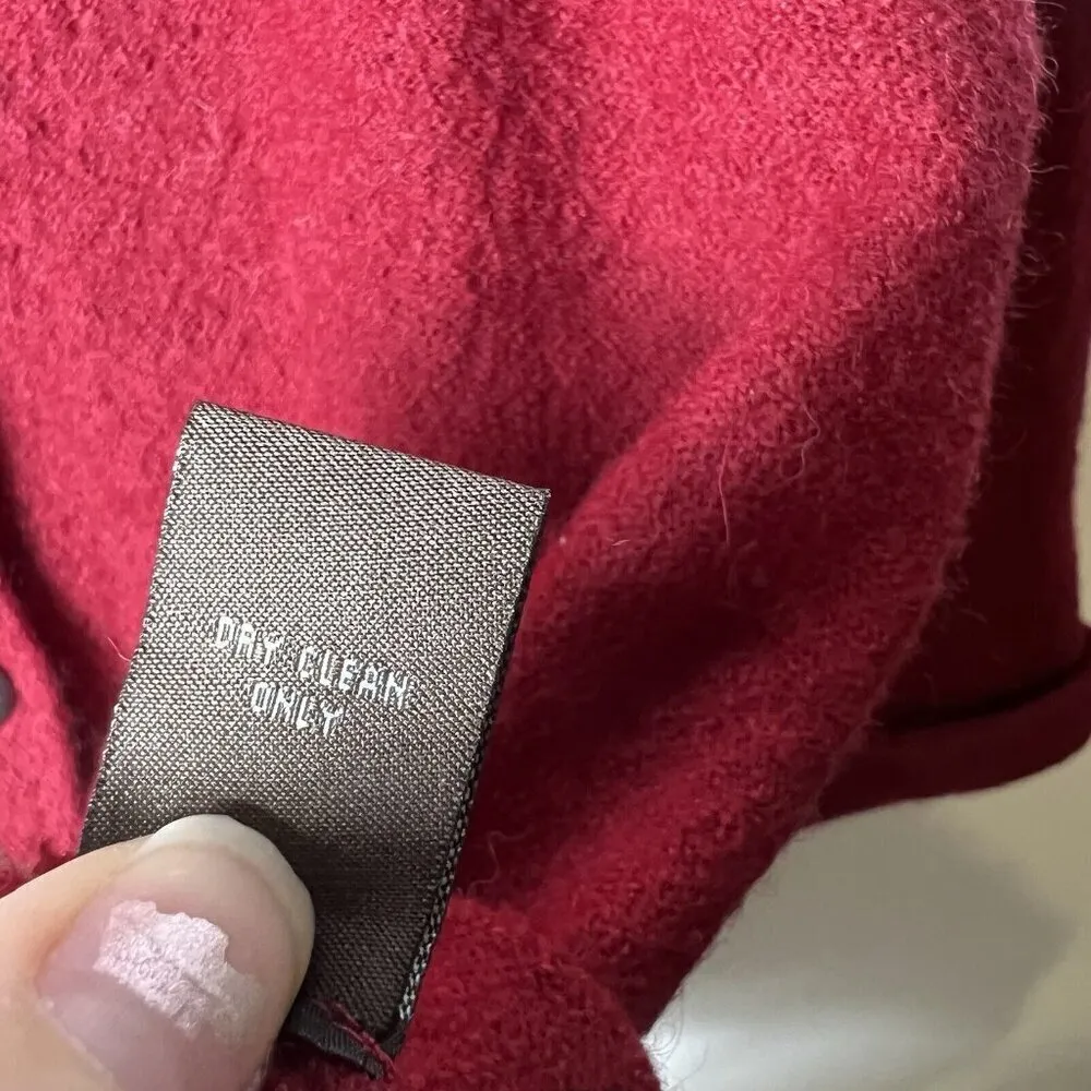 Fenn Wright Manson Womens Wool‎ Jacket Size S Red Wool Knit Button Front Hooded - Image 8