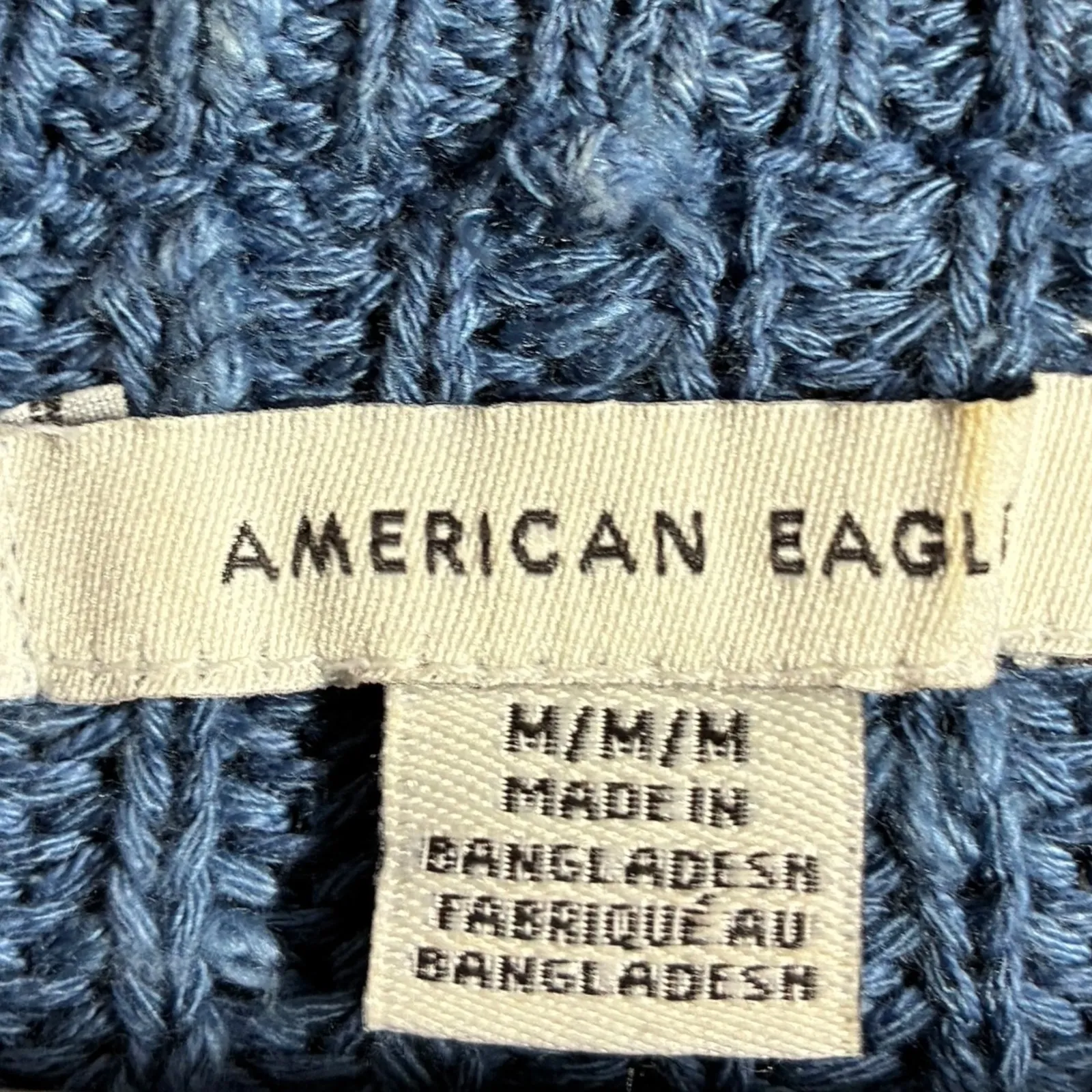 American Eagle Blue Ribbed V Neck Button Up Cardigan Sweater M Medium - Image 4