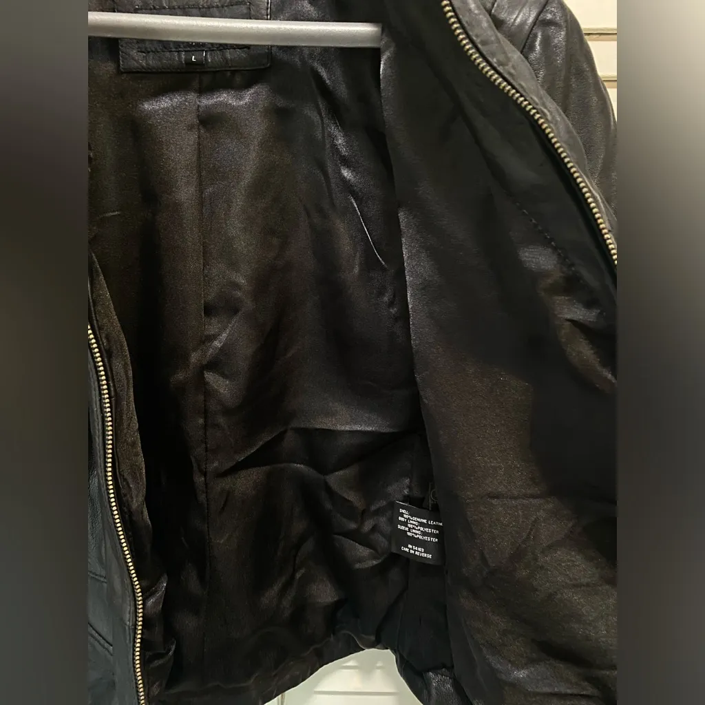 Black Rivet  Leather Jacket Zip Up size Large pockets NWOT‎ - Image 5