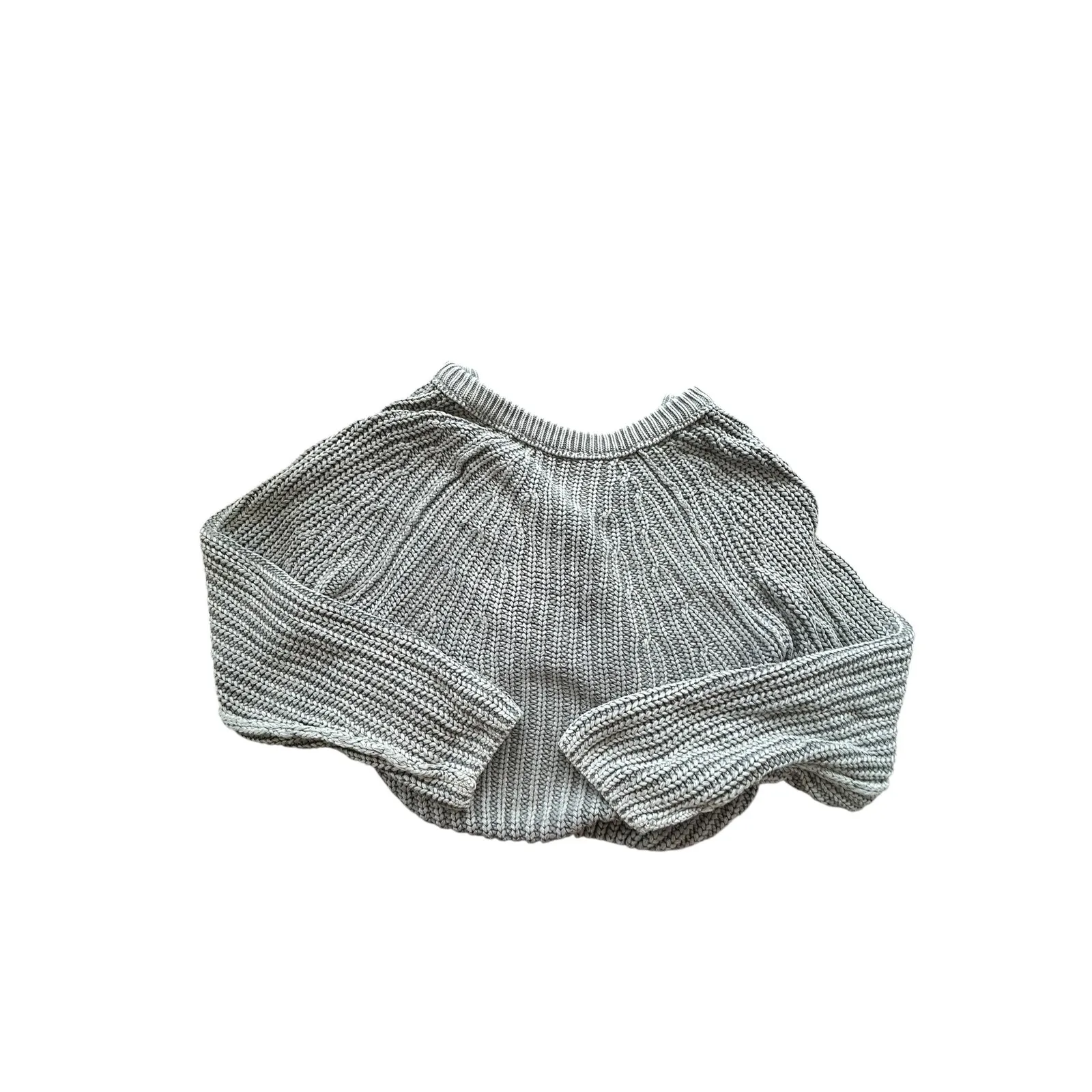 Free People Sweet Nothing Cardi Tungsten Grey Ribbed Cropped Sweater Size L - Image 8