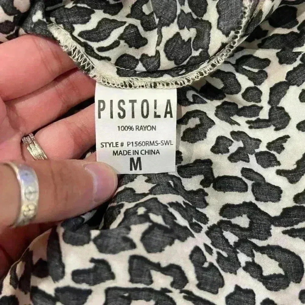 Pistola Mari Leopard Print V Neck Side Split Midi Slip Dress Women’s Size Medium - Image 6