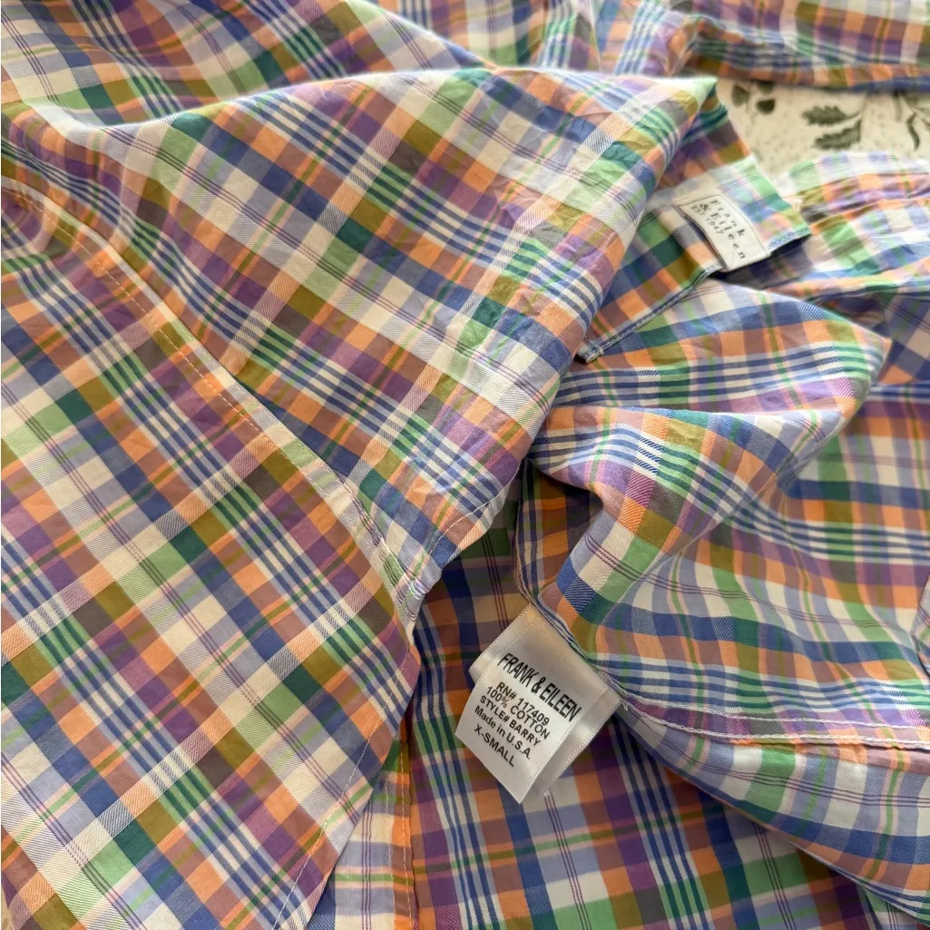 Frank & Eileen Barry Plaid Pastel Stripe Button Down Shirt Top - Image 9