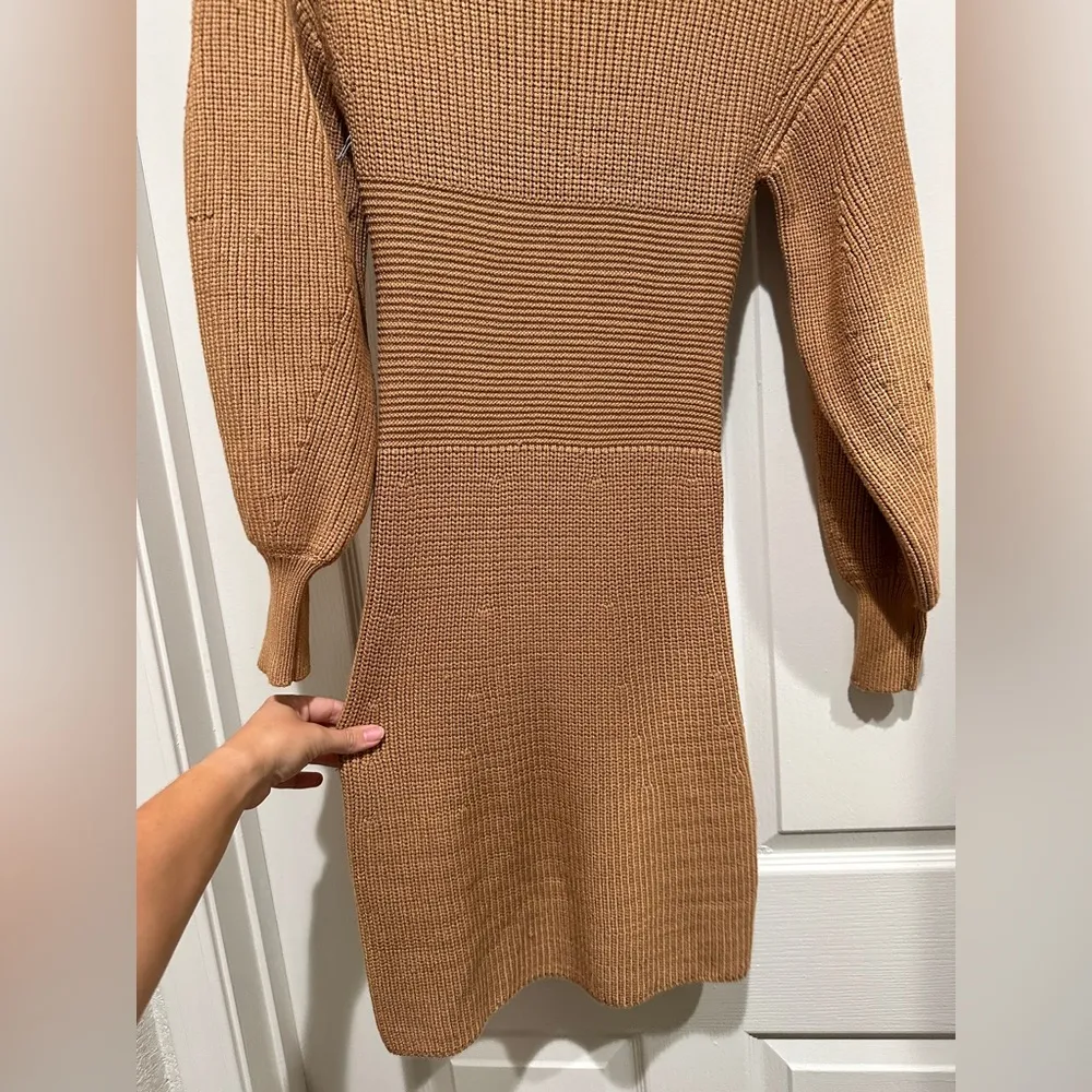 STAUD Marylebone Sweater Dress in Camel - Image 9