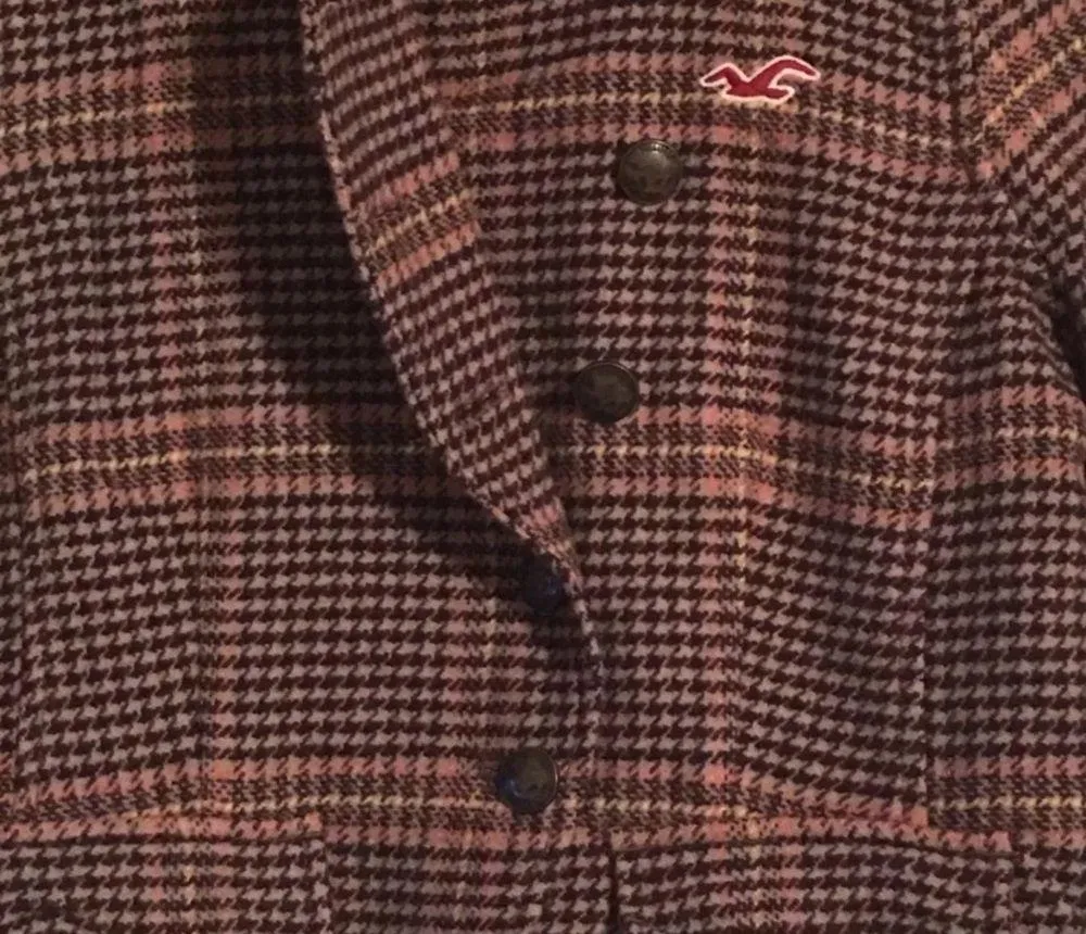 Brown Plaid Cropped Jacket Women’s Size XS NEW - Image 4