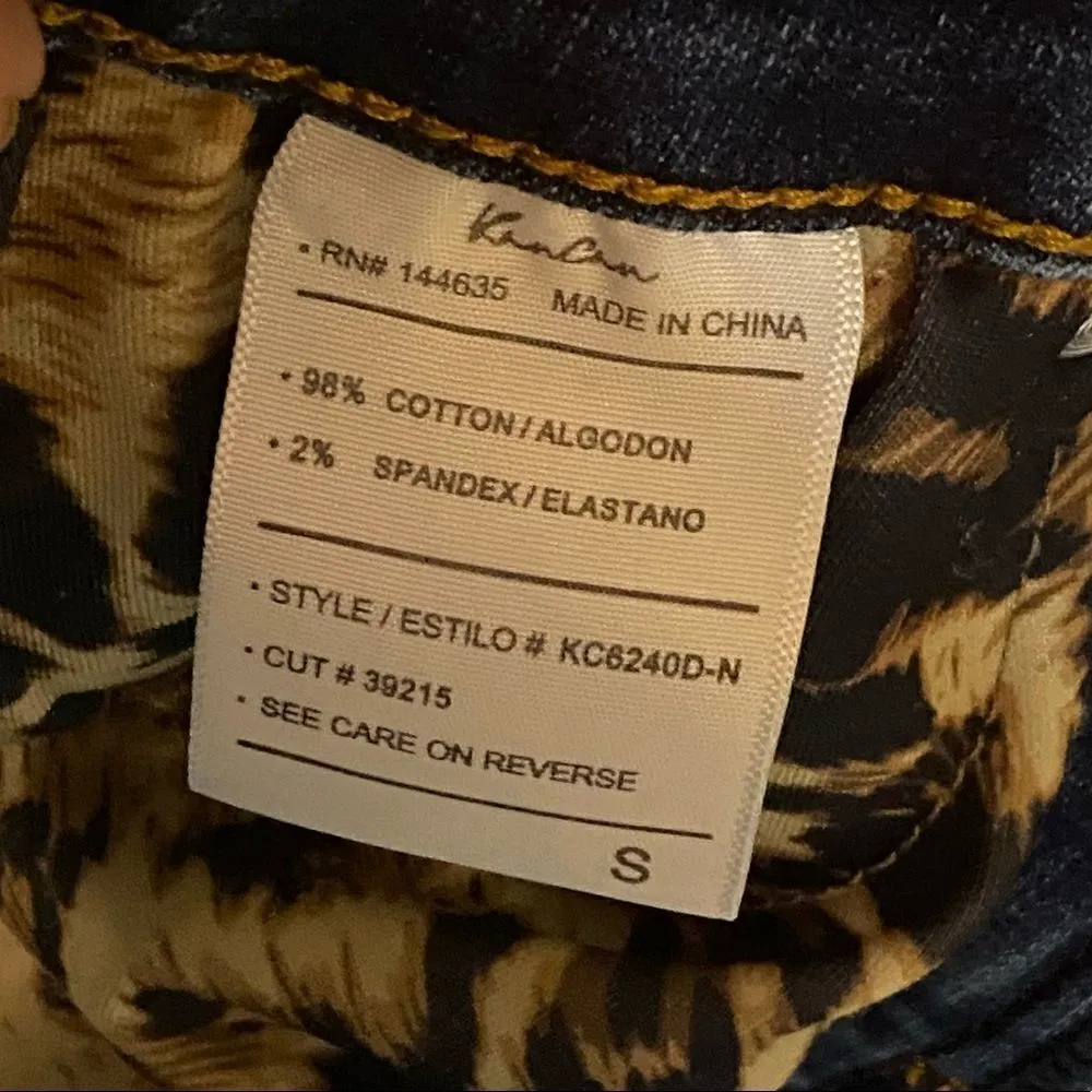 Kancan Leopard Pocket Frayed Distressed Denim Shorts Size Small Blue - Image 10