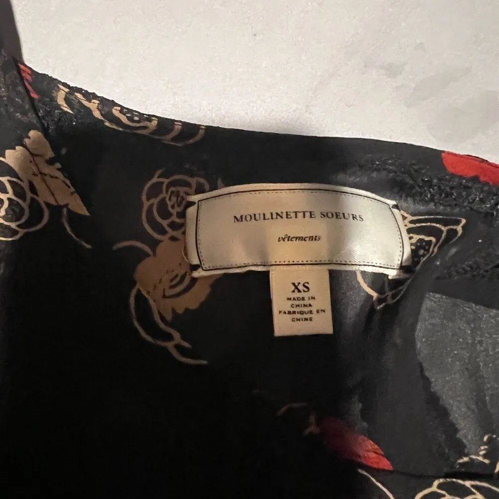 Moulinette Soeurs Anthropologie Silk Floral Dress size XS - Image 12