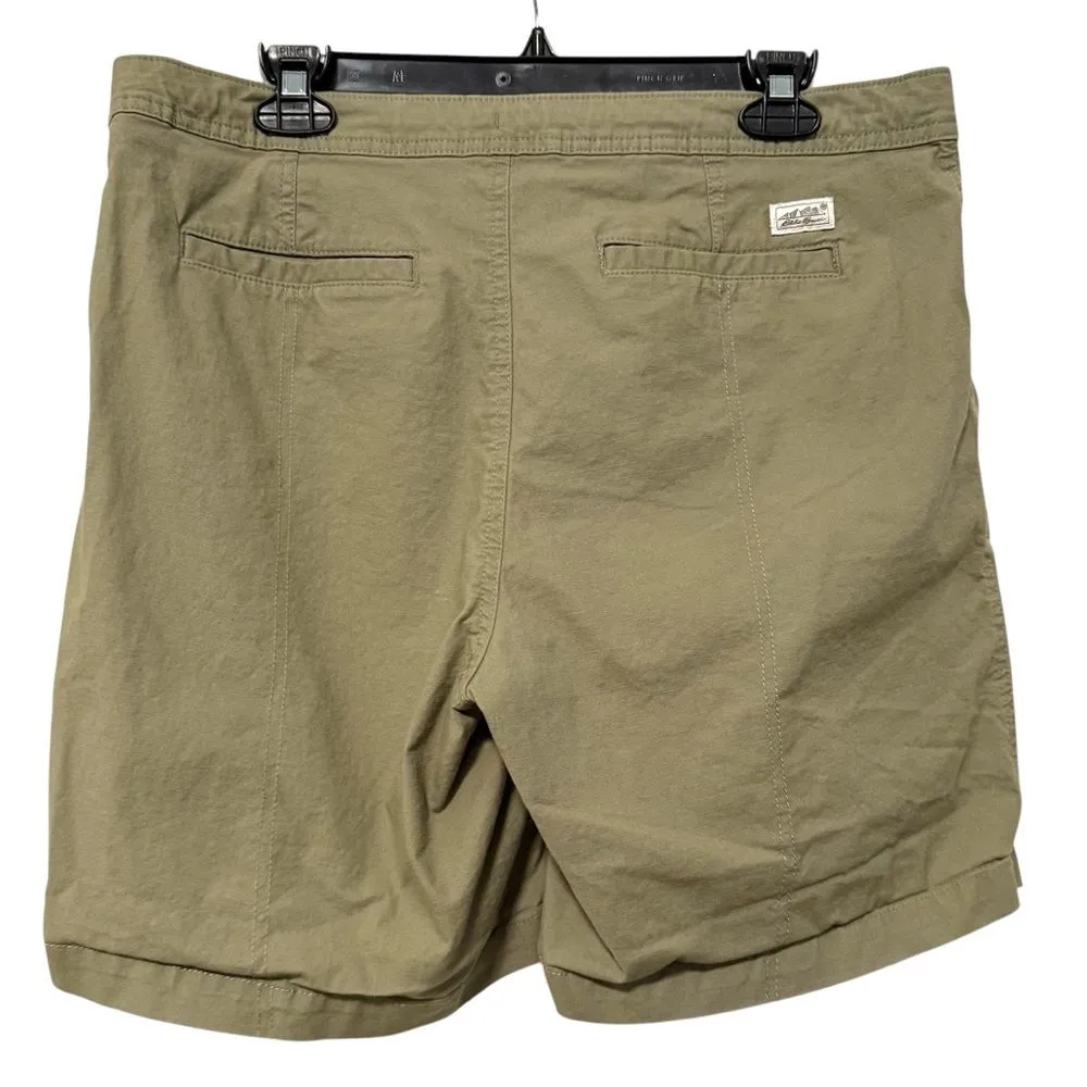 Eddie Bauer High Waist 4 Pocket Khaki Shorts Button Zipper Tie Front Tan‎ 10 - Image 6