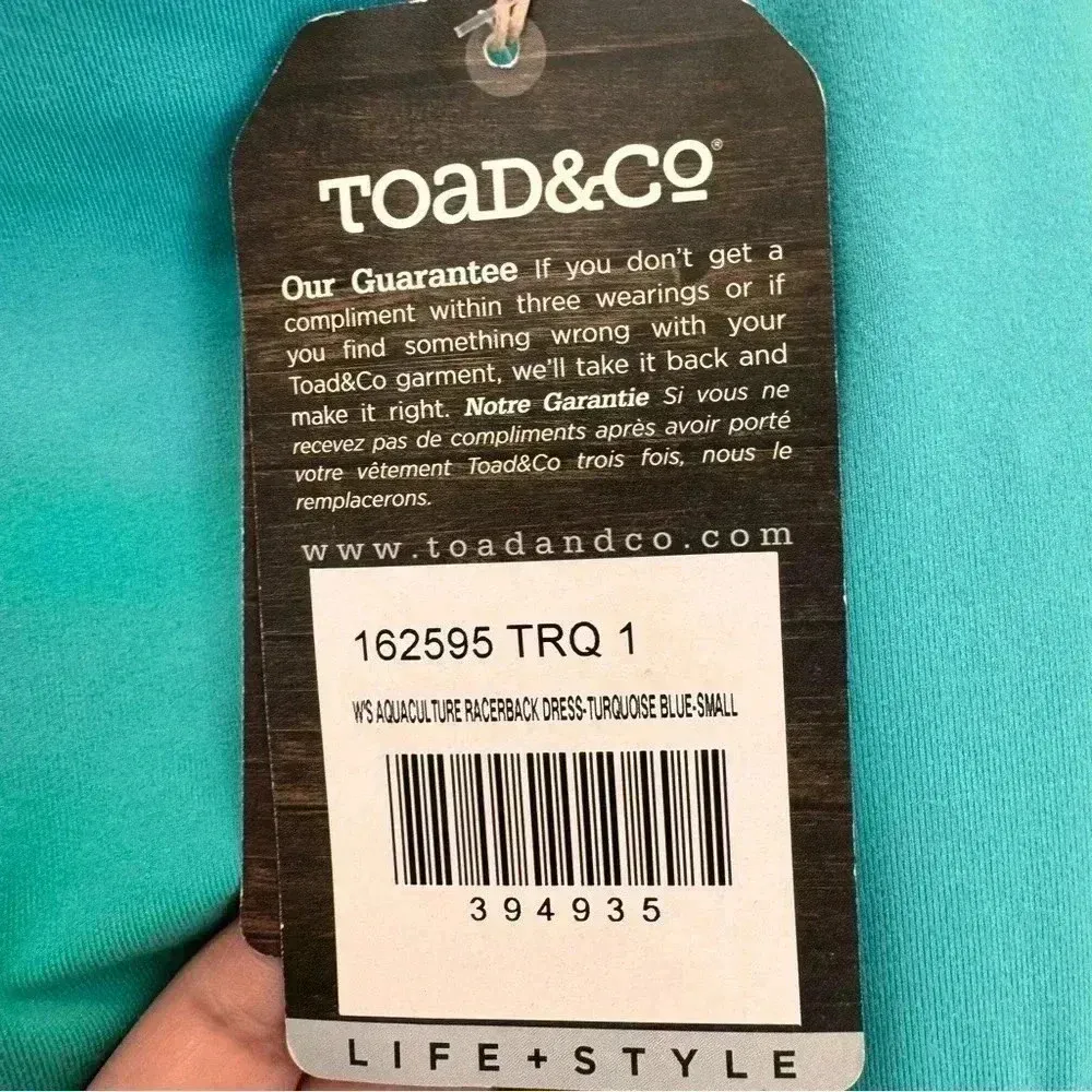 Toad & Co Tech Tomboy Racerback Dress Teal Sz s Green - Image 3