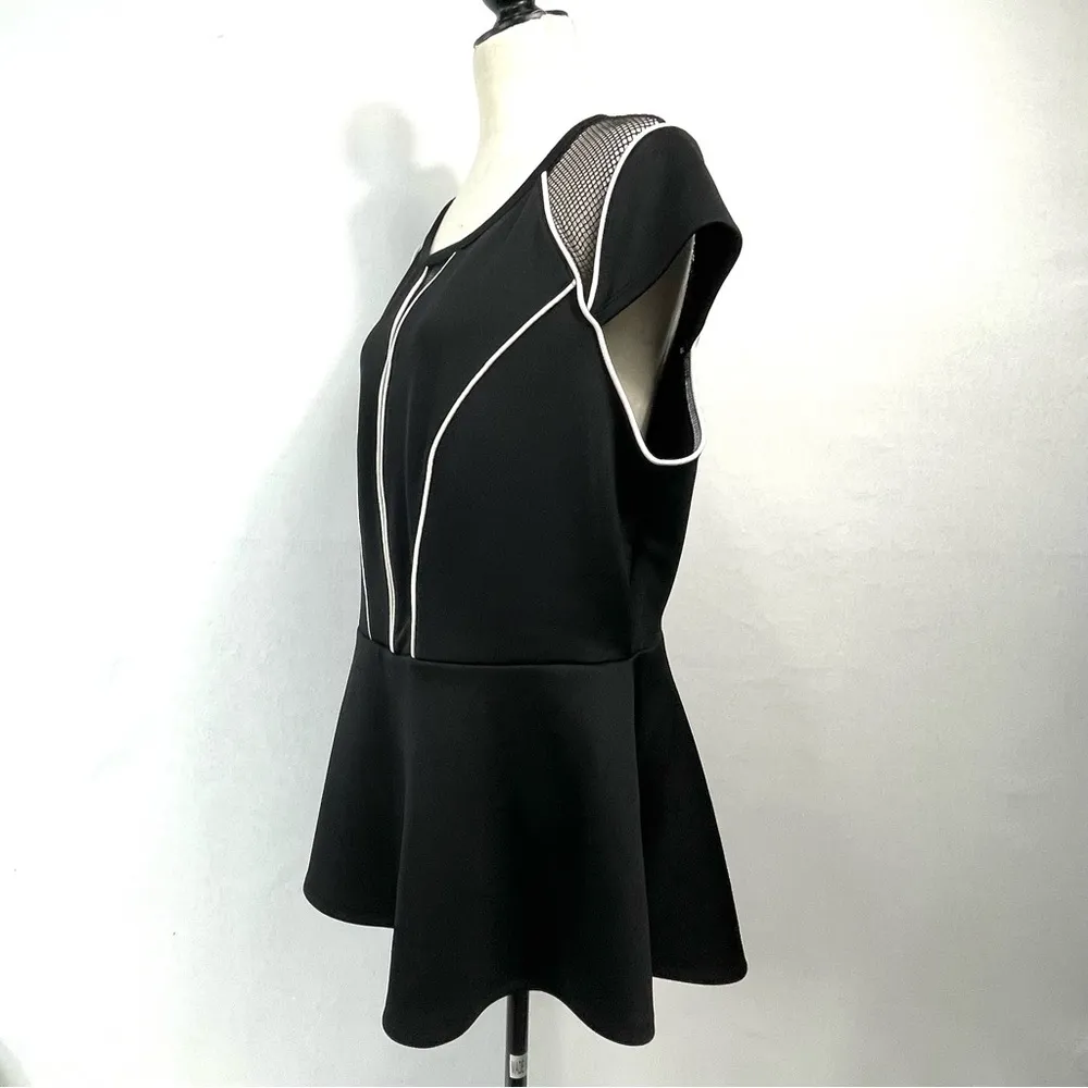Mesh Athletic Black Peplum Top Size 1X - Image 7