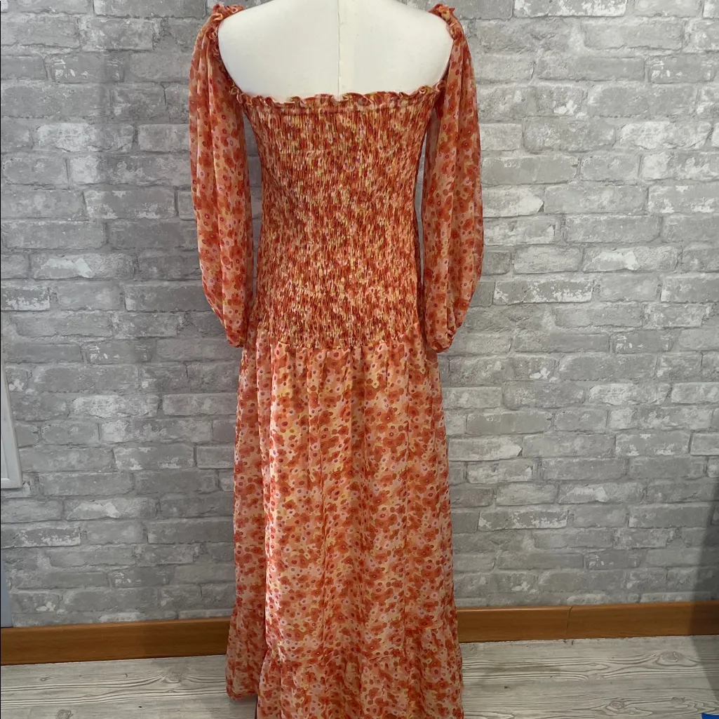 ASOS Floral Long Sleeve Smocked Dress - Off shoulder - Image 4