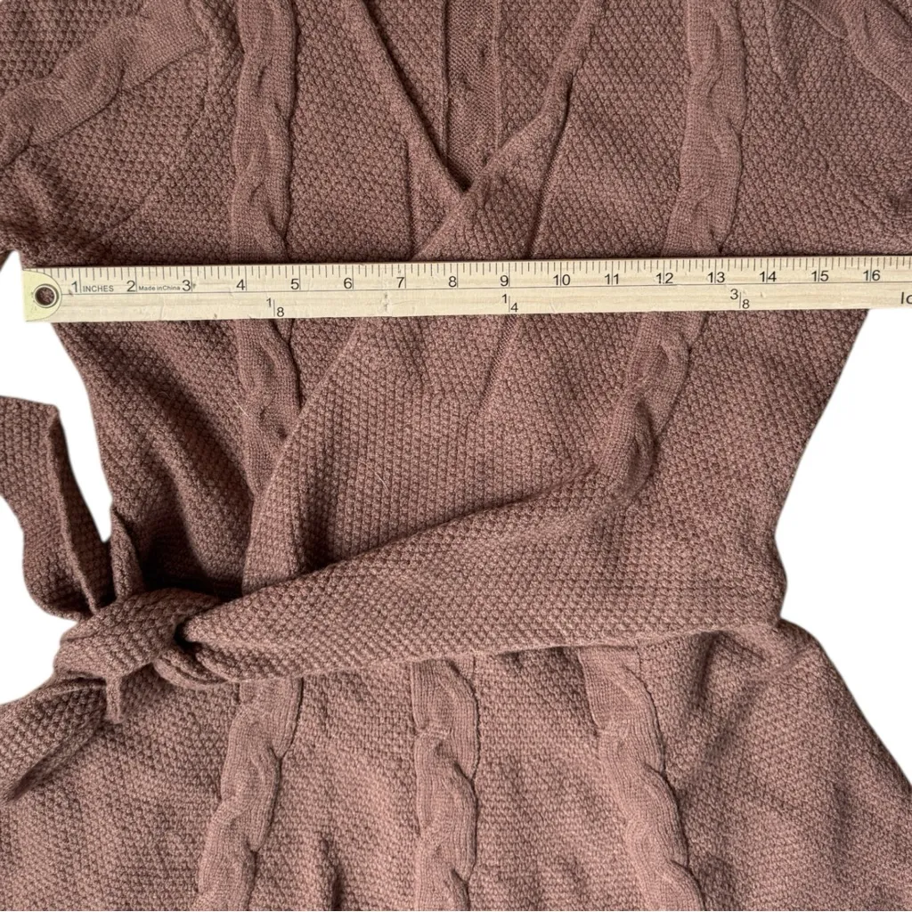 Anthropologie Greylin Cable Knit Wrap Sweater Dress Medium Mocha Brown KWD5914A - Image 7