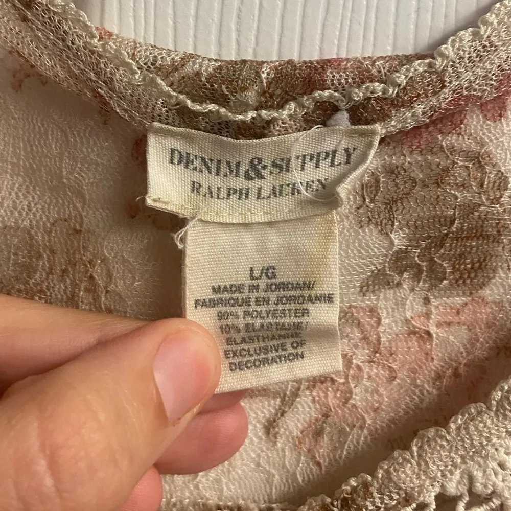 Denim & Supply Ralph Lauren Boho Floral Sheer Blouse W/ Ruffle Size Large - Image 3