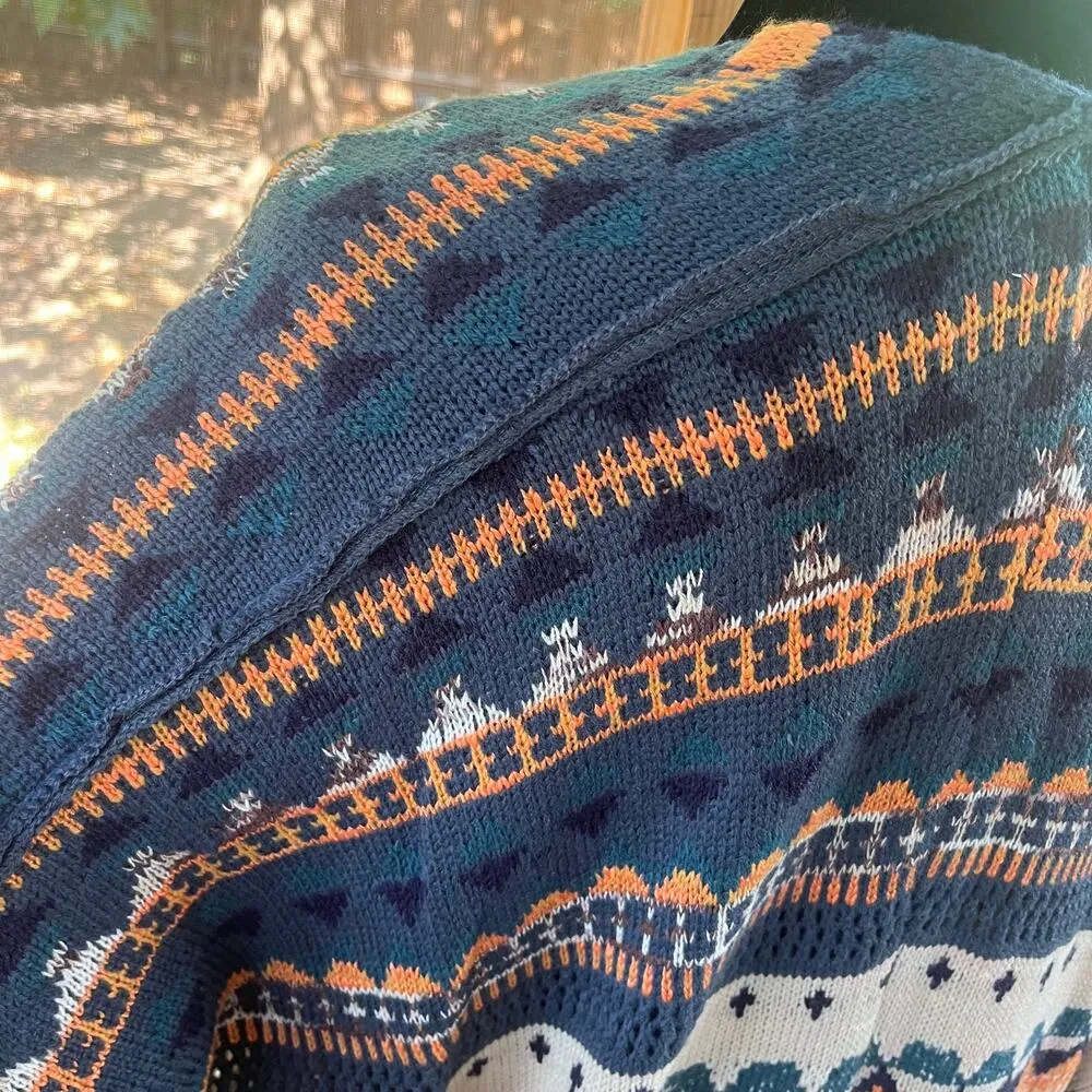 Easel Women's Longline Boho Fringe Trim Cardigan Colorful Size M - Image 4