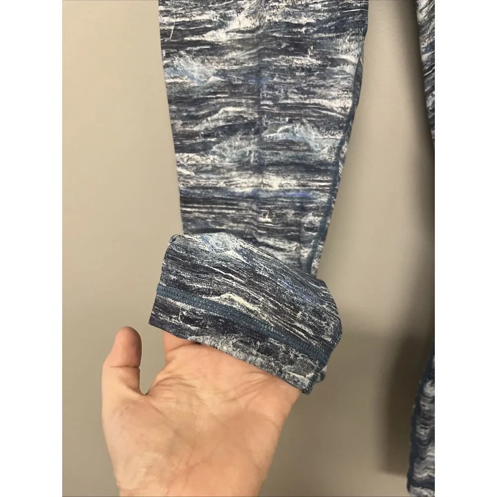 Lululemon Women's Abstract Striped Blue Green High Waist Ankle Leggings Size 8 - Image 4