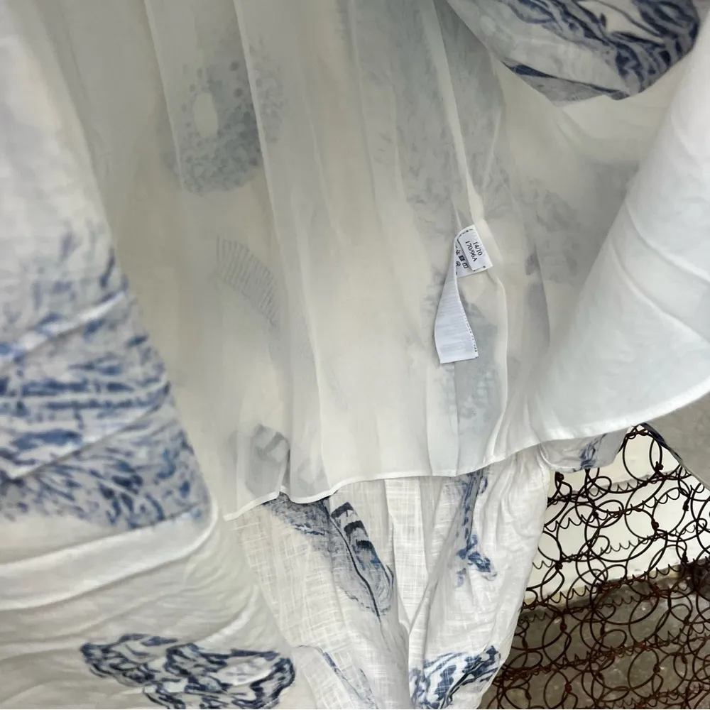 Allsaints Dalia Oceano Cotton Midi Dress in Blue Seashell Size 10 - Image 11