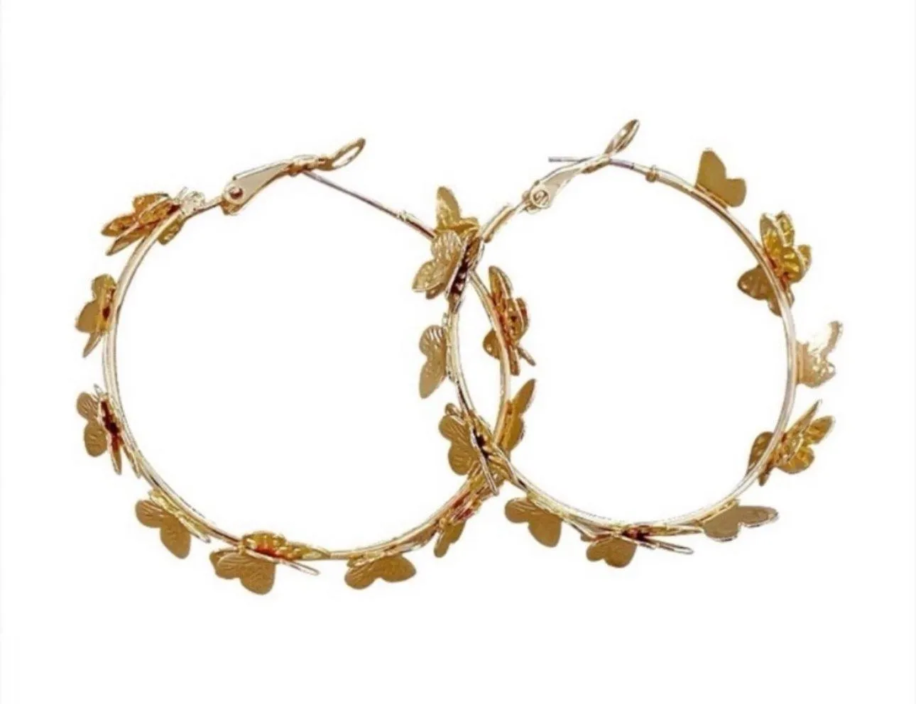 18K Gold Plated Gold Butterfly Hoop Earrings for Women - Image 4