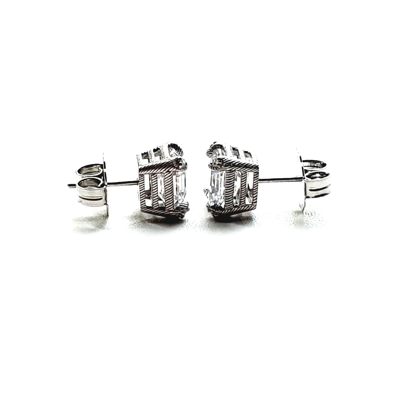 Judith Ripka 925 Sterling Silver CZ Cubic Zirconia Stud Earrings - Image 4