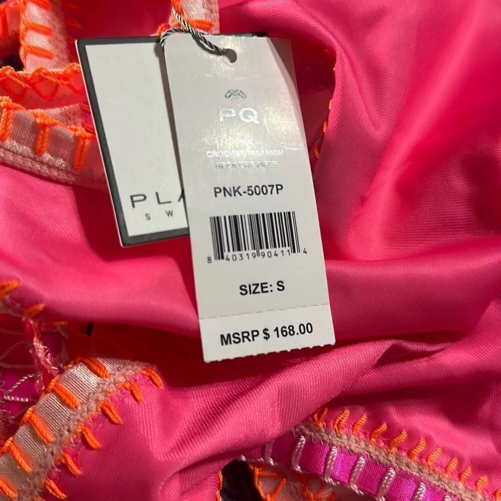 New. Platinum pink crochet trim one piece. Small. Retails $168 - Image 8