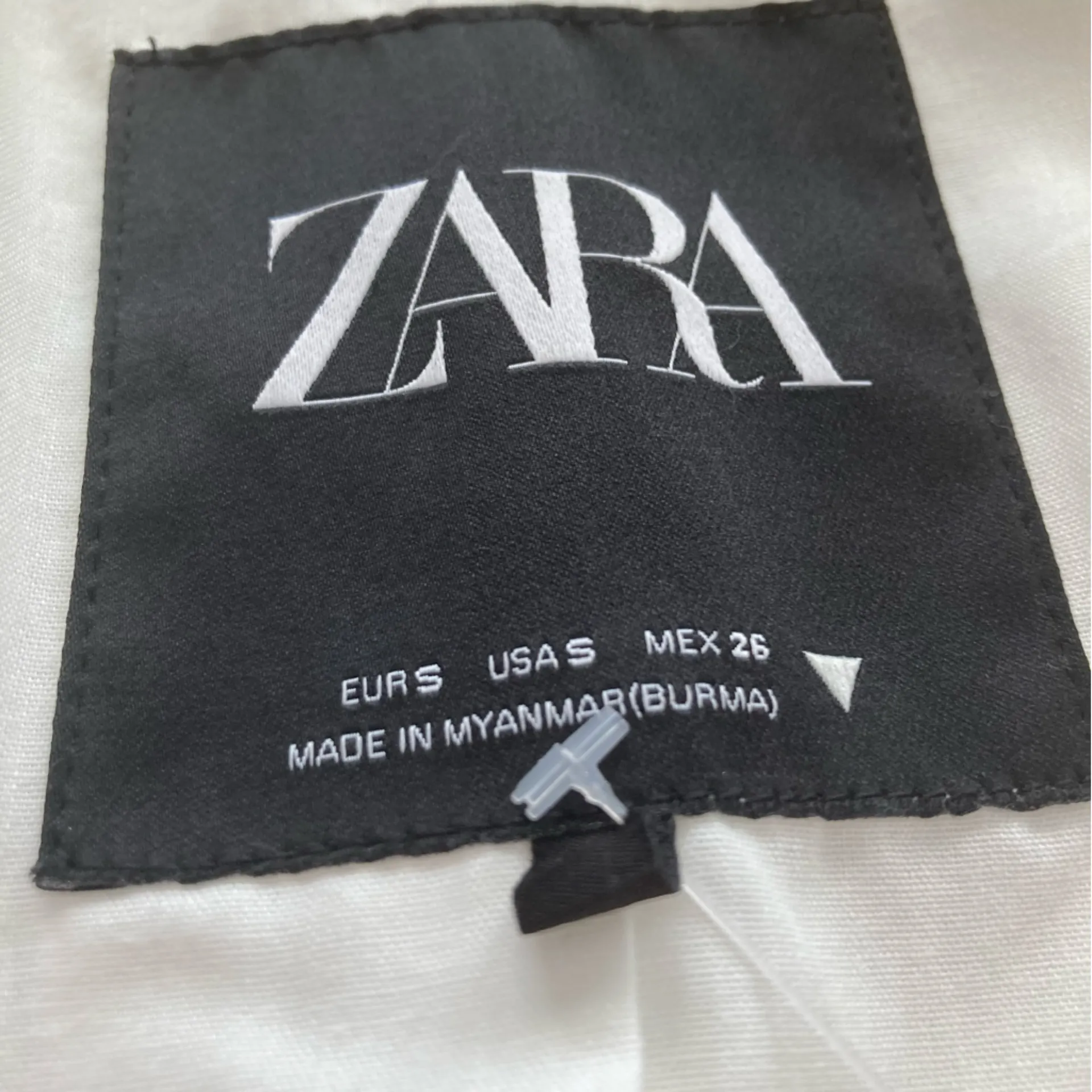 Zara Cropped White Blazer Short Sleeve Jacket Size Small Cotton Blend FLAWS - Image 5