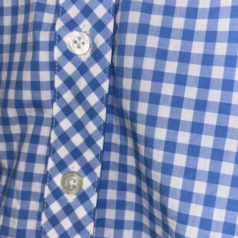 Vineyard Vines Gingham Picnic Style Plaid Size 10 Blue White Button Down Relaxed - Image 5