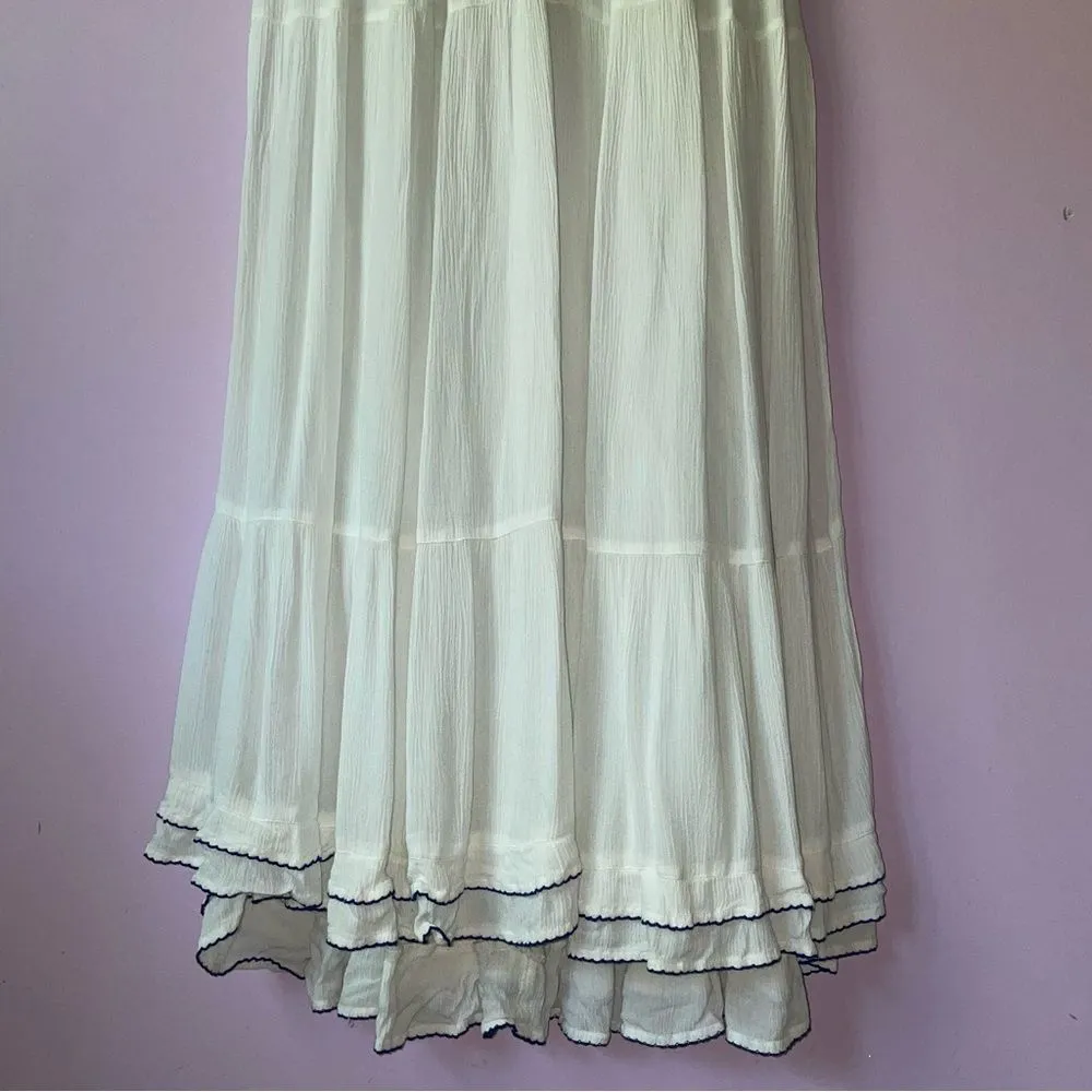 Lulu's XXS Maxi Dress White Embroidered Floral Vacation Cottage Coastal Boho - Image 5