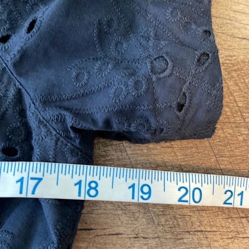 Whistles Womens Puff Sleeve Eyelet Zip Up Zoe Broderie Jumpsuit Navy Size 8 NWOT Blue - Image 11