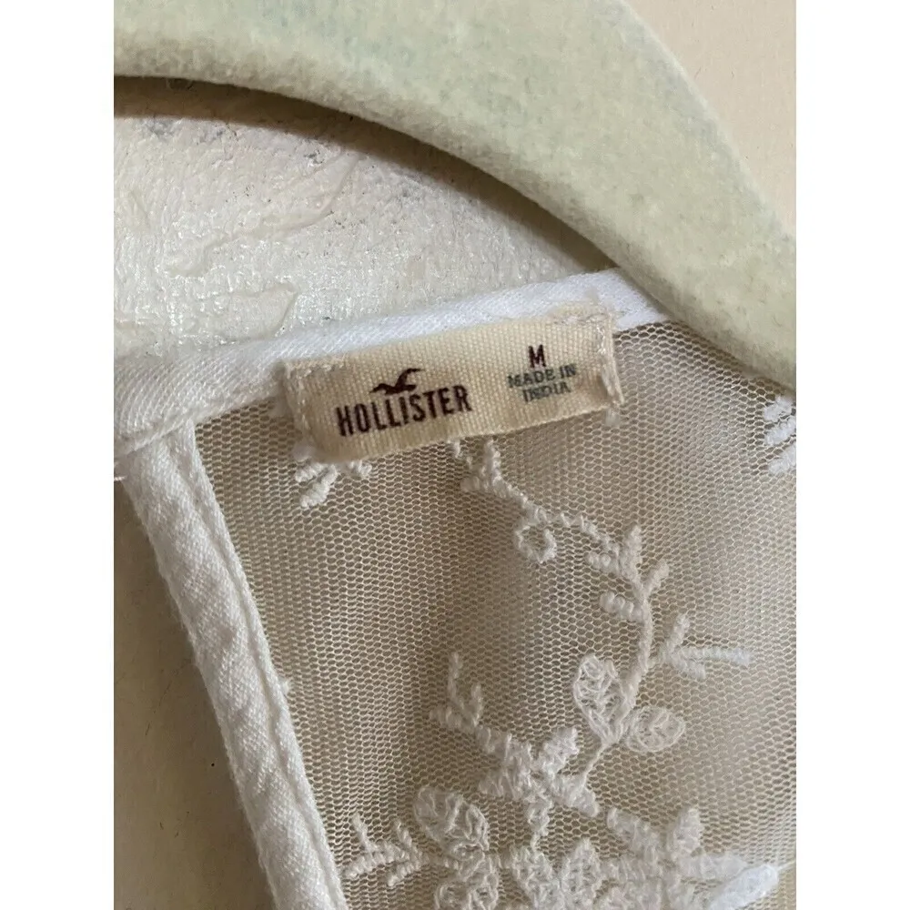 Hollister White Lace Long Sleeve Blouse Top Sz.M - Image 5
